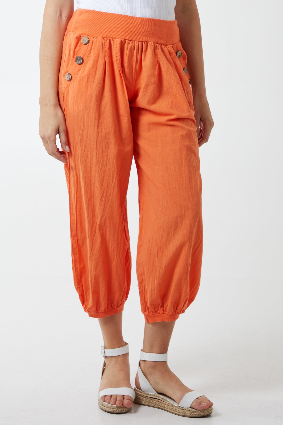 Button Pocket Detail Harem Pants