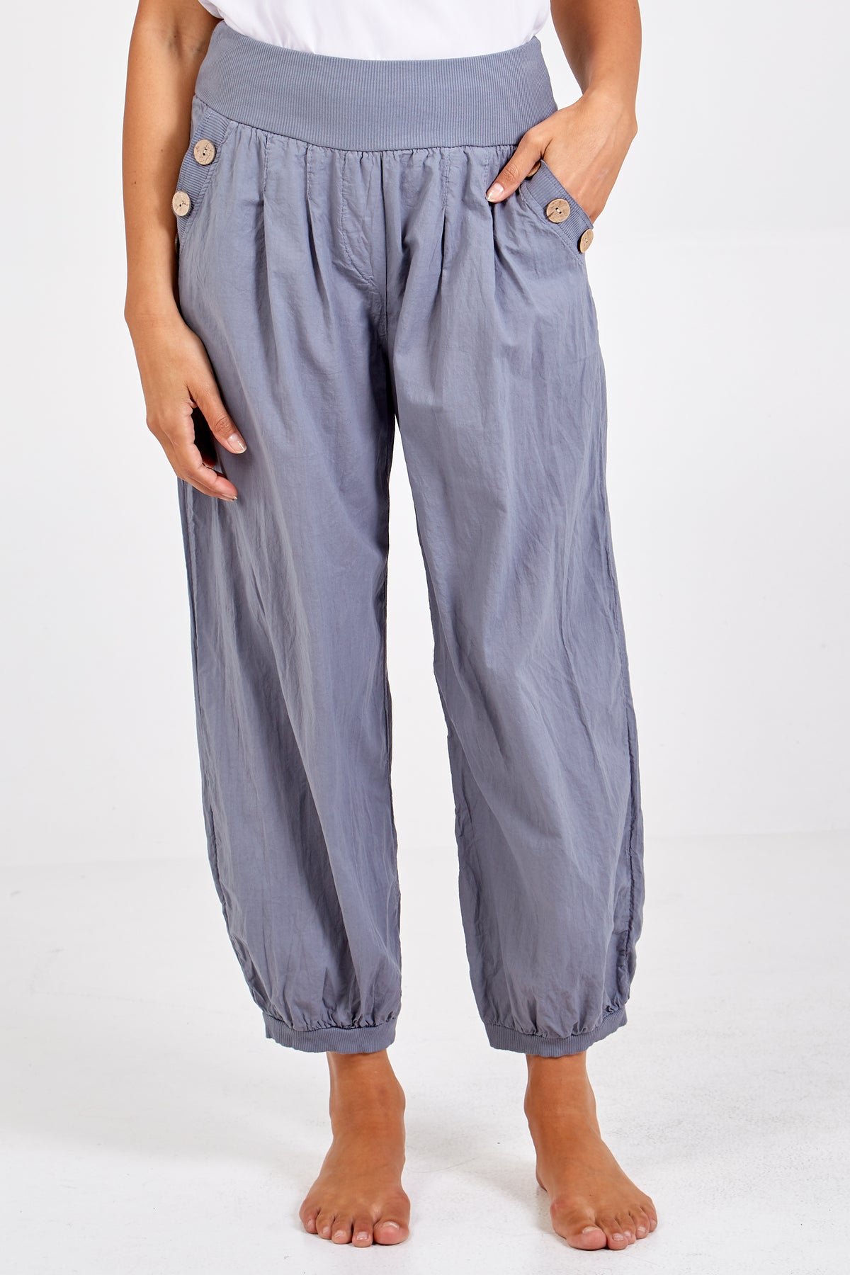Button Pocket Detail Harem Pants