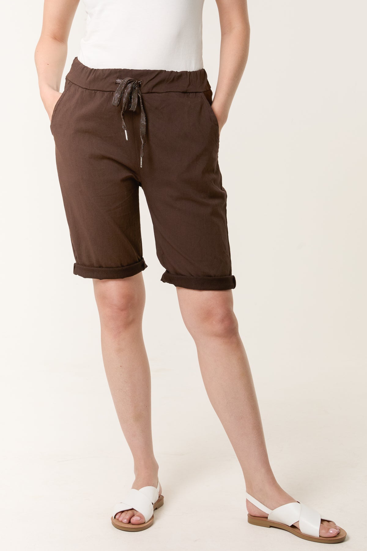 Magic Plain Drawstring Crushed Shorts