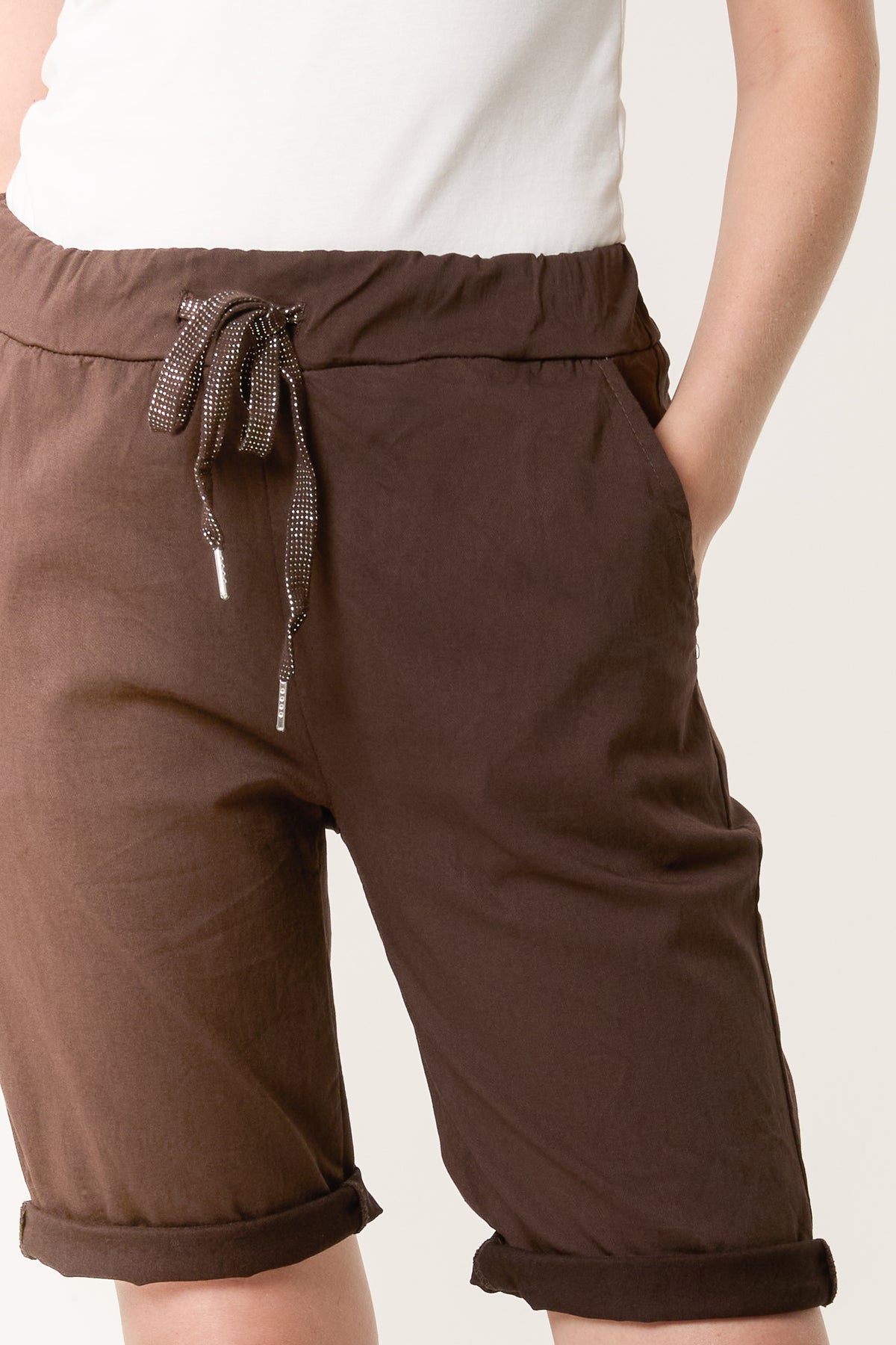 Magic Plain Drawstring Crushed Shorts