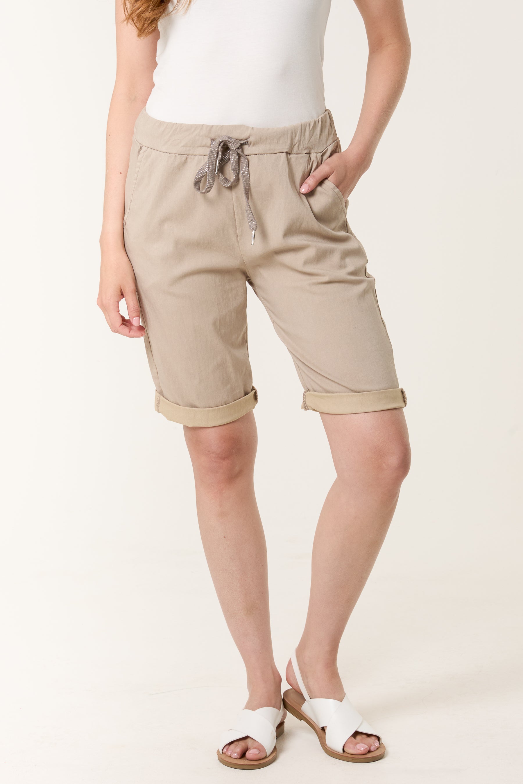 Magic Plain Drawstring Crushed Shorts