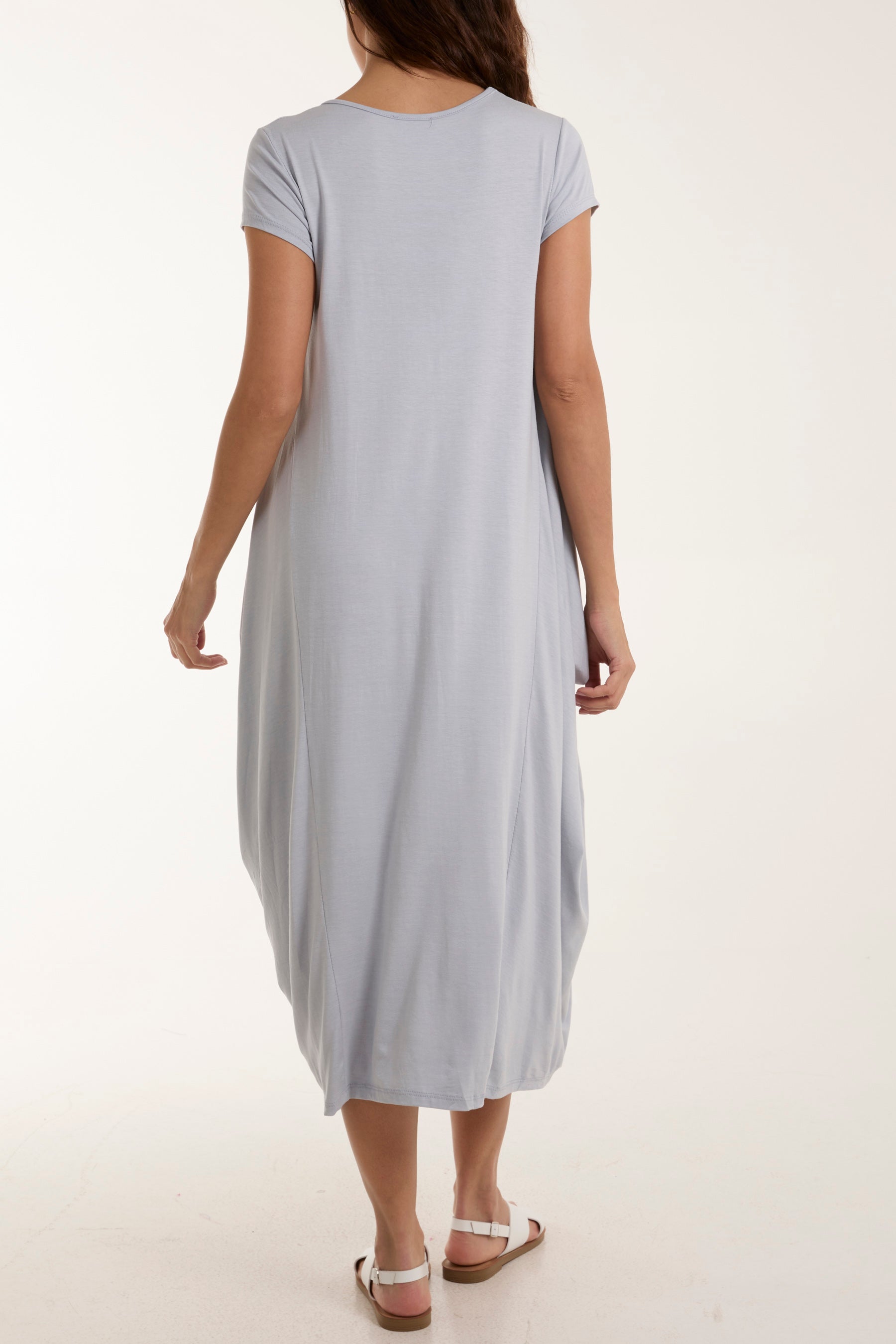 Cap Sleeve Plain Parachute Dress