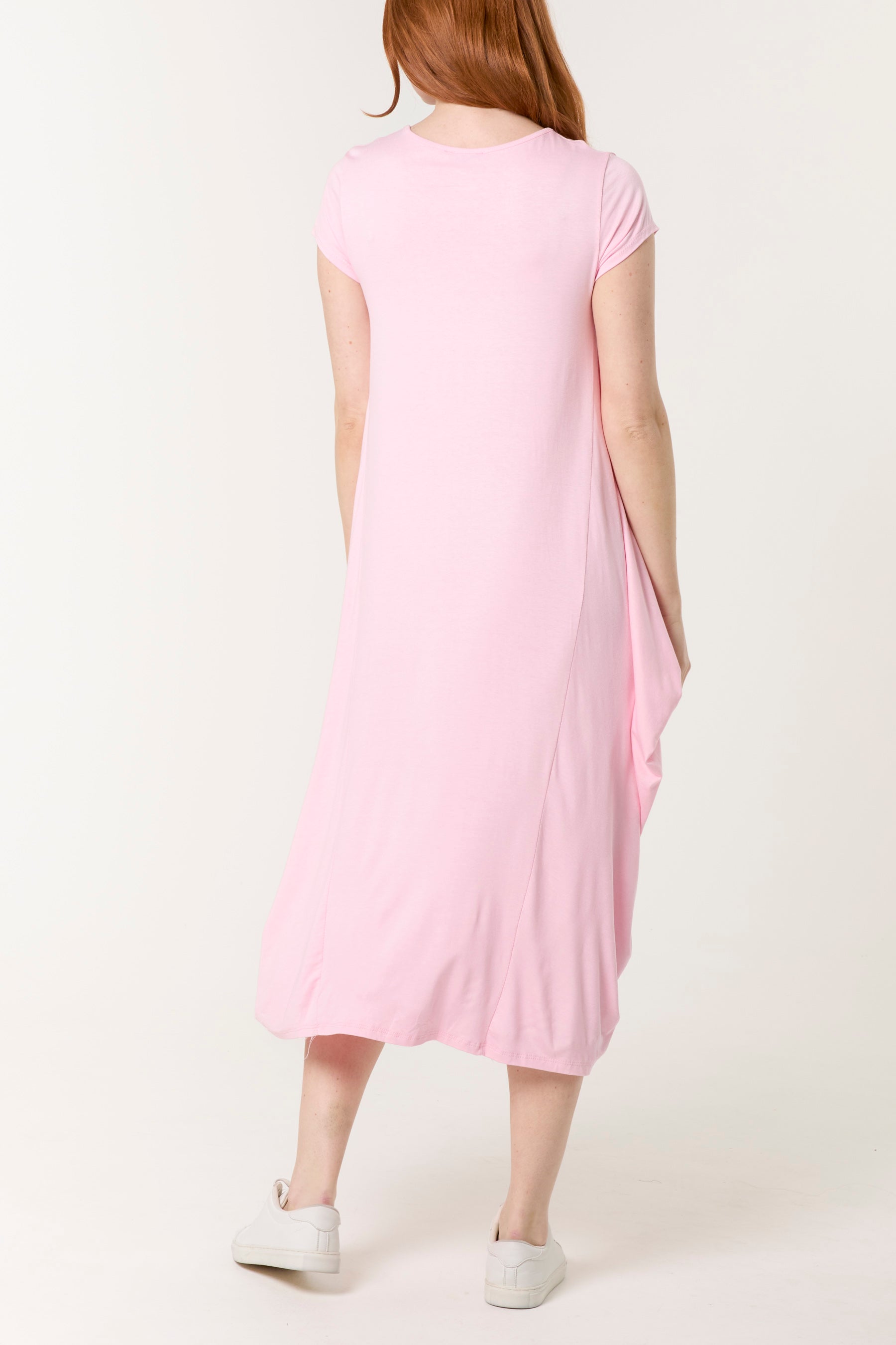 Cap Sleeve Plain Parachute Dress