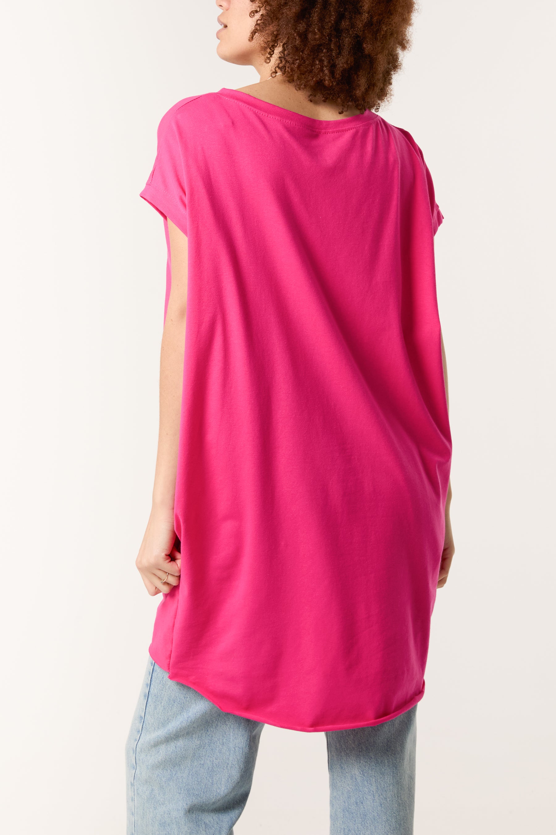 Cap Sleeve High Low Necklace Top