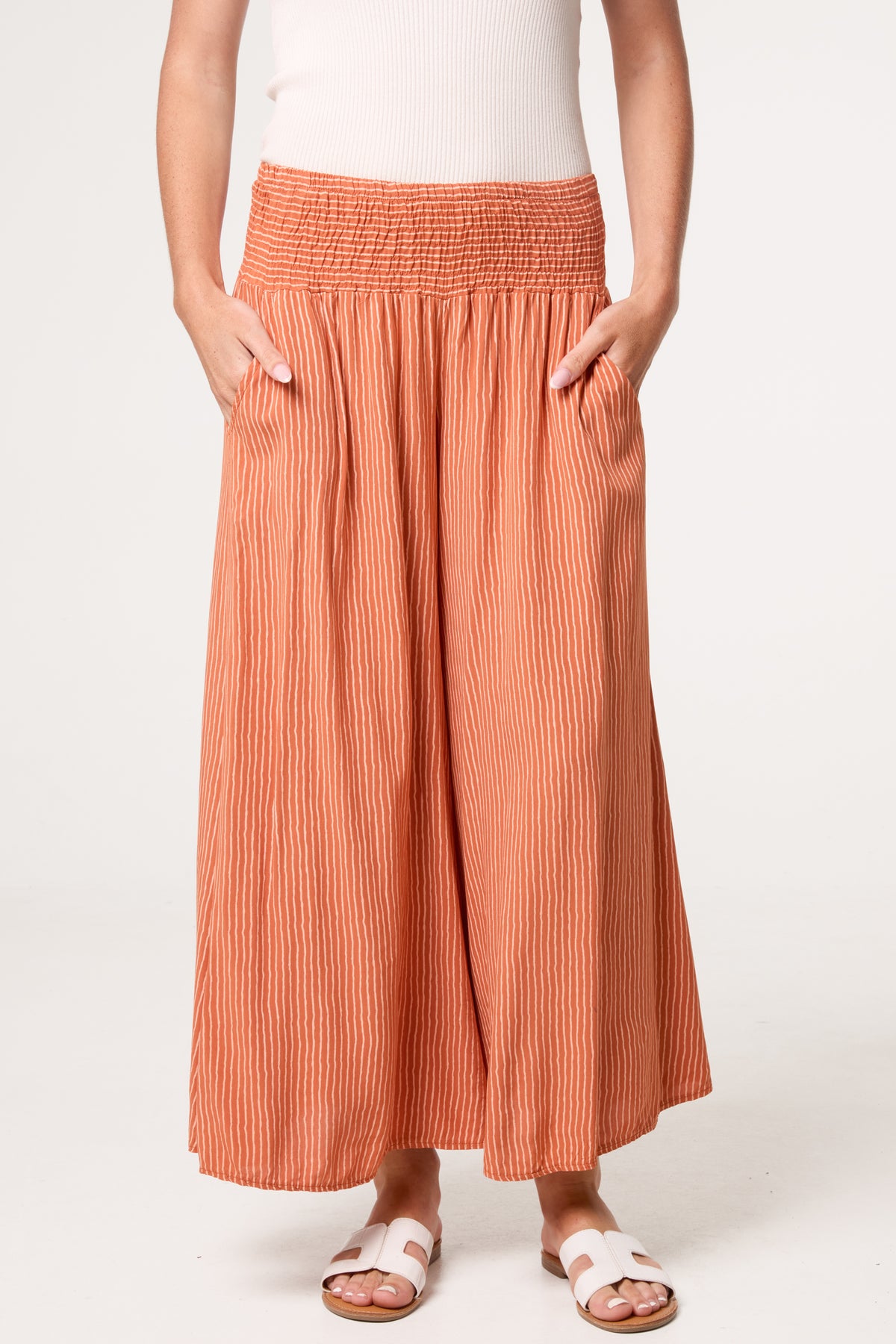 Pinstripe Wide Leg Trousers