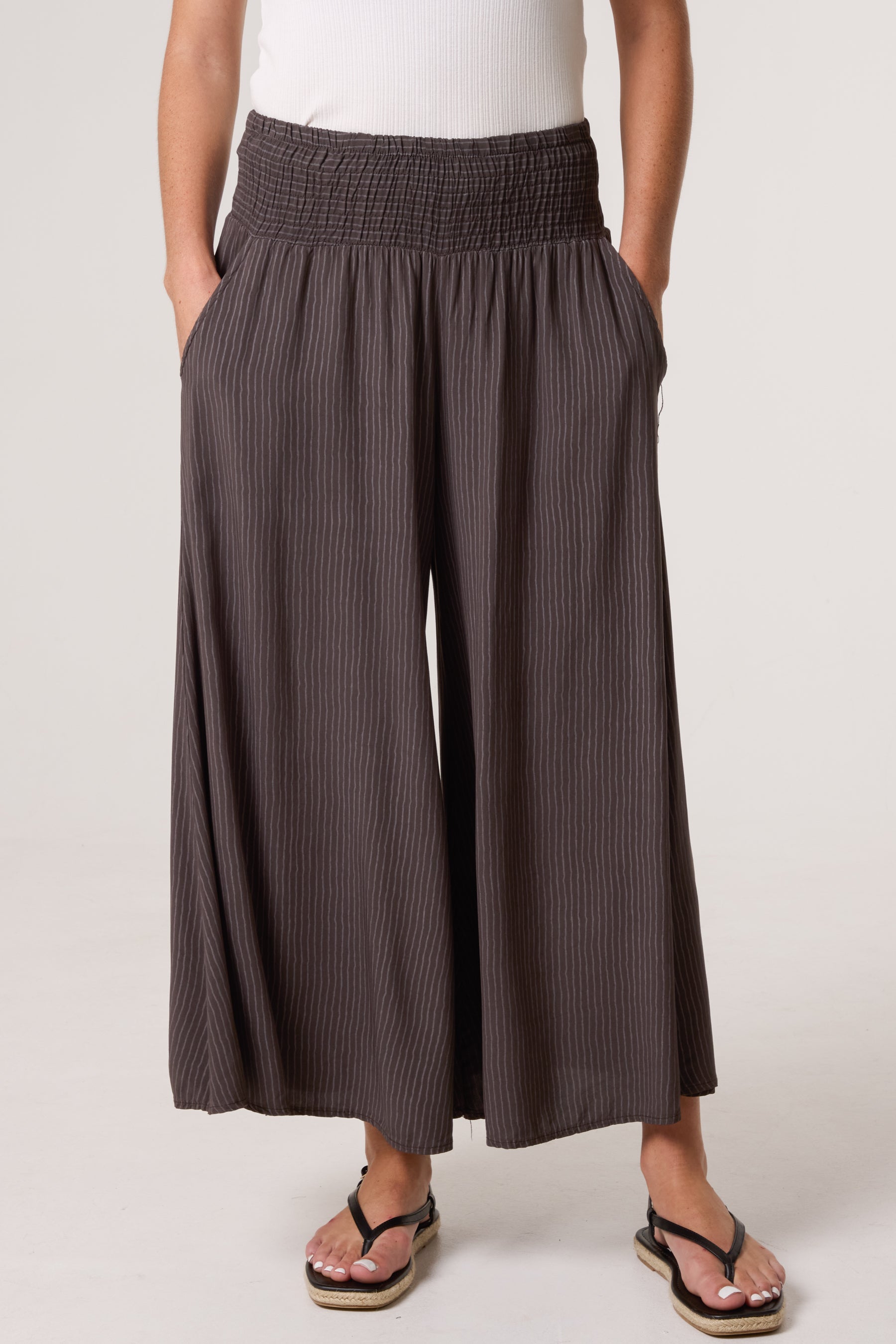 Pinstripe Wide Leg Trousers