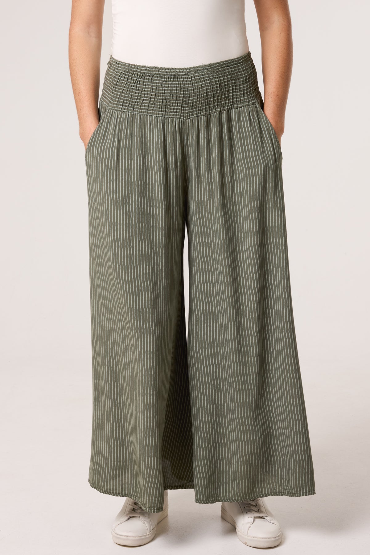 Pinstripe Wide Leg Trousers