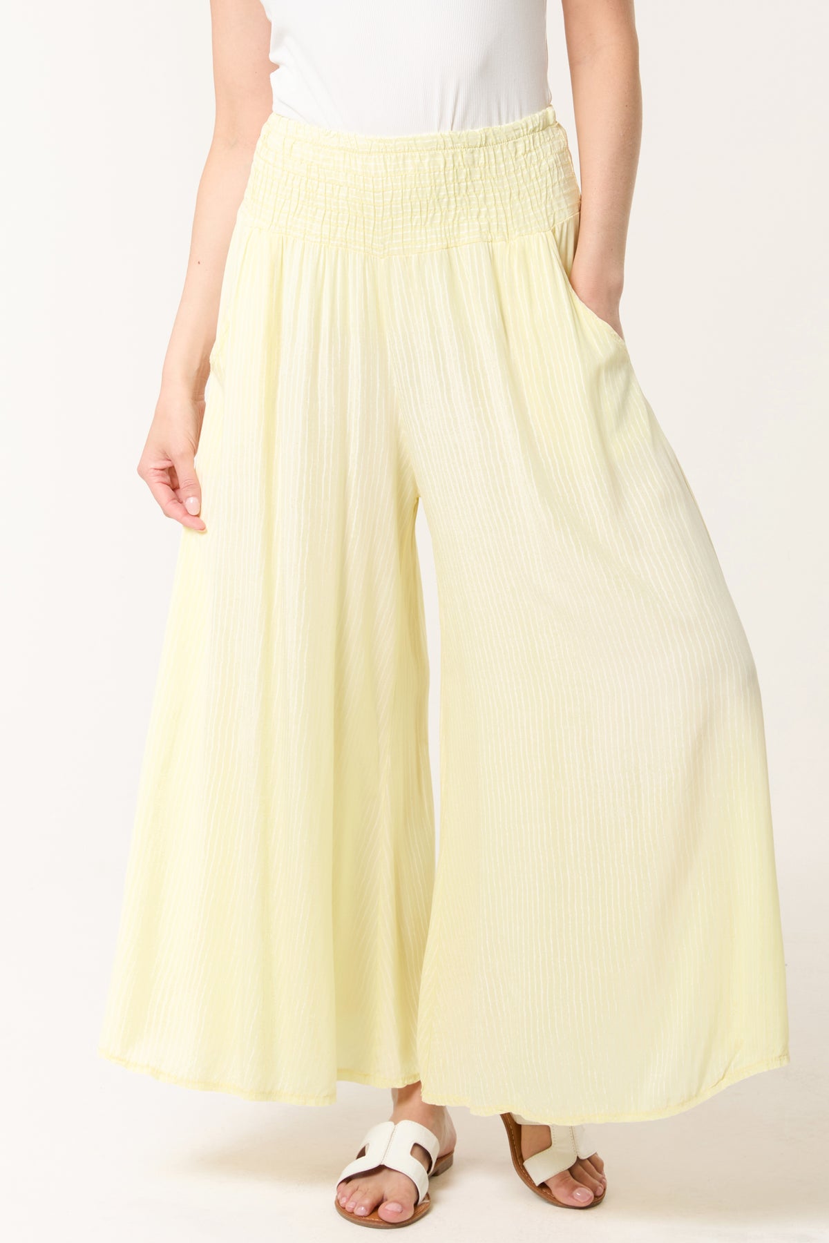 Pinstripe Wide Leg Trousers