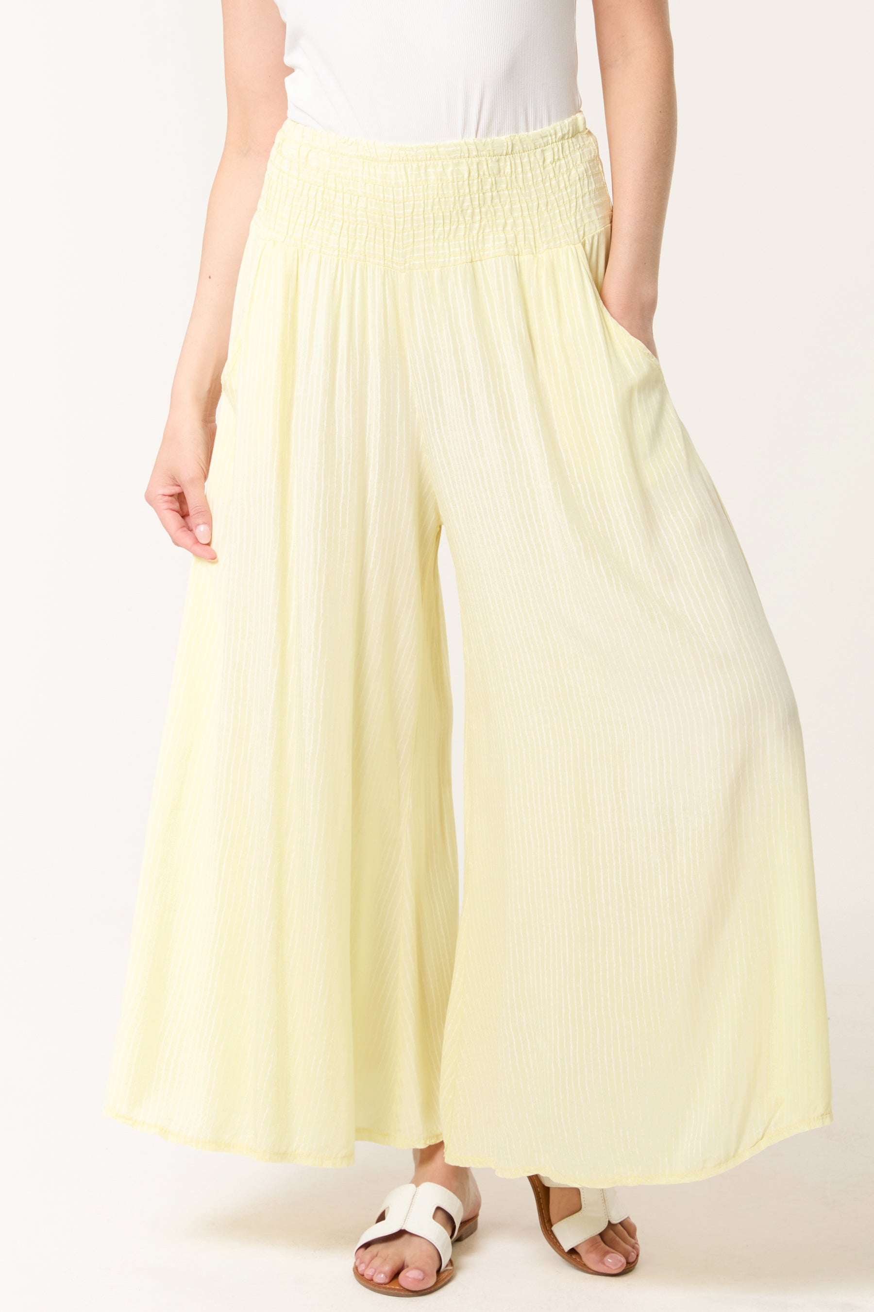 Pinstripe Wide Leg Trousers