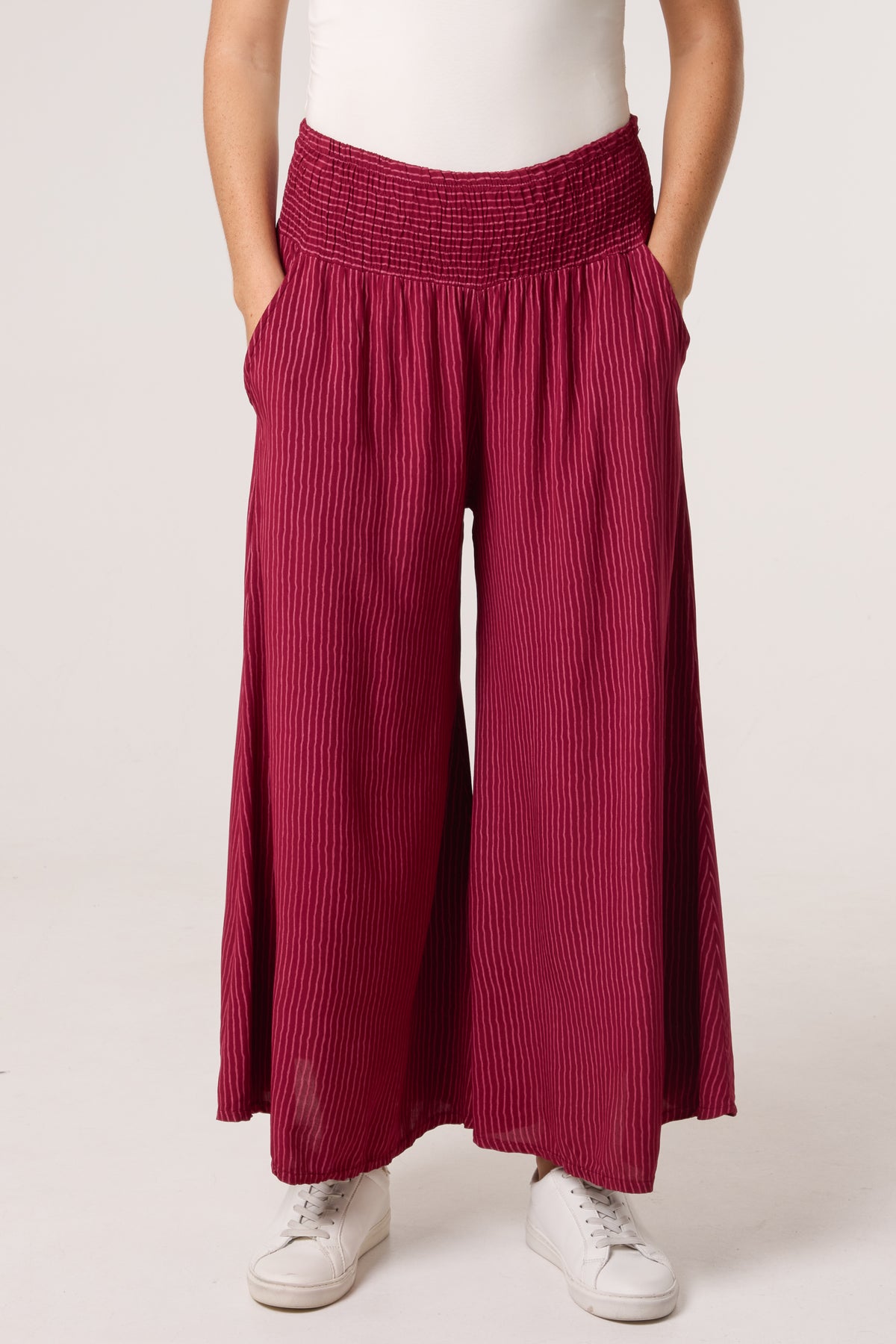 Pinstripe Wide Leg Trousers