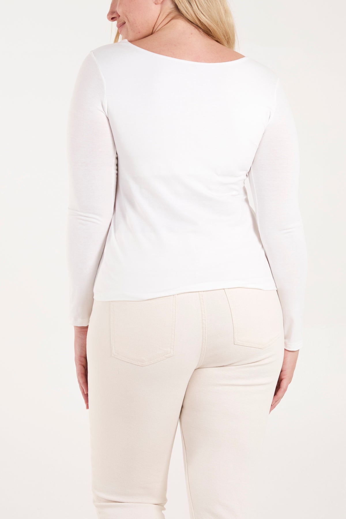 Basic Double Layer Scoop Neck Long Sleeve Top