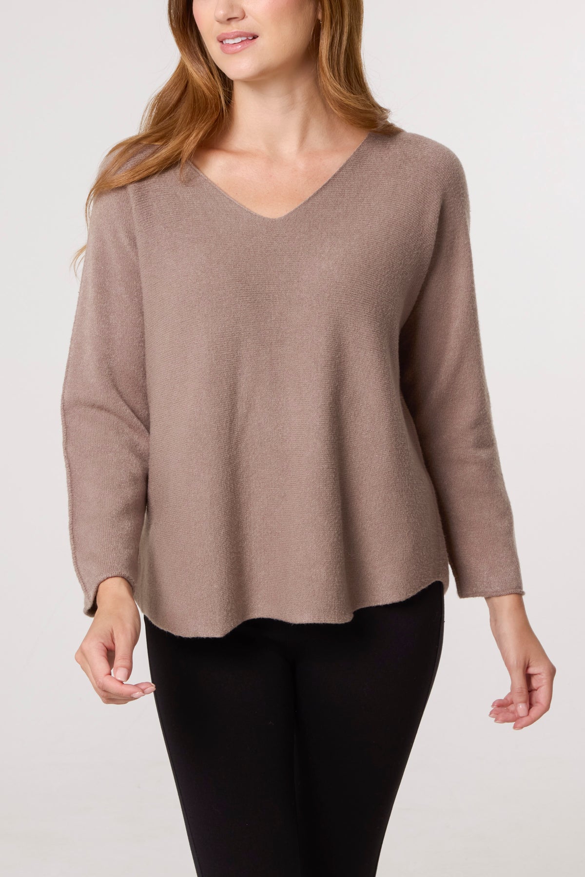 V Neck Jumper With Raw Edge