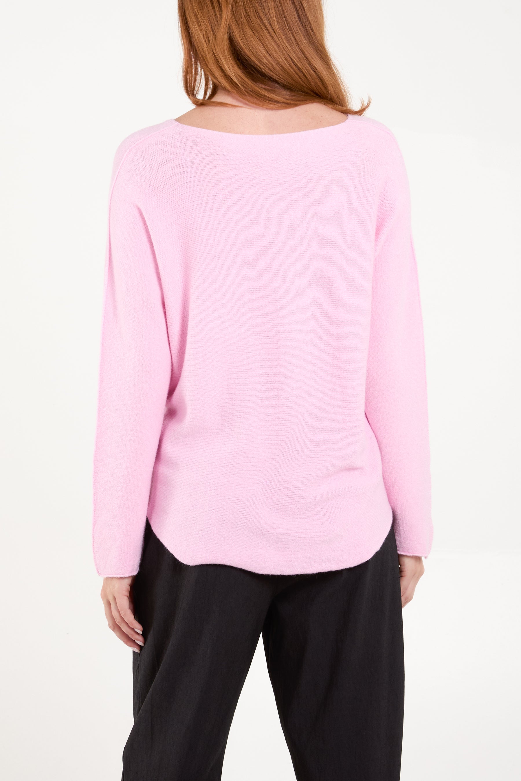 V Neck Jumper With Raw Edge