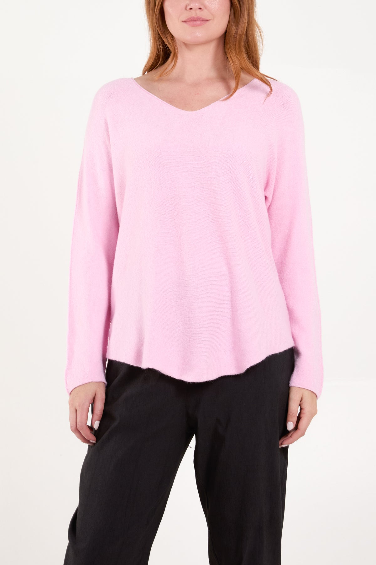 V Neck Jumper With Raw Edge