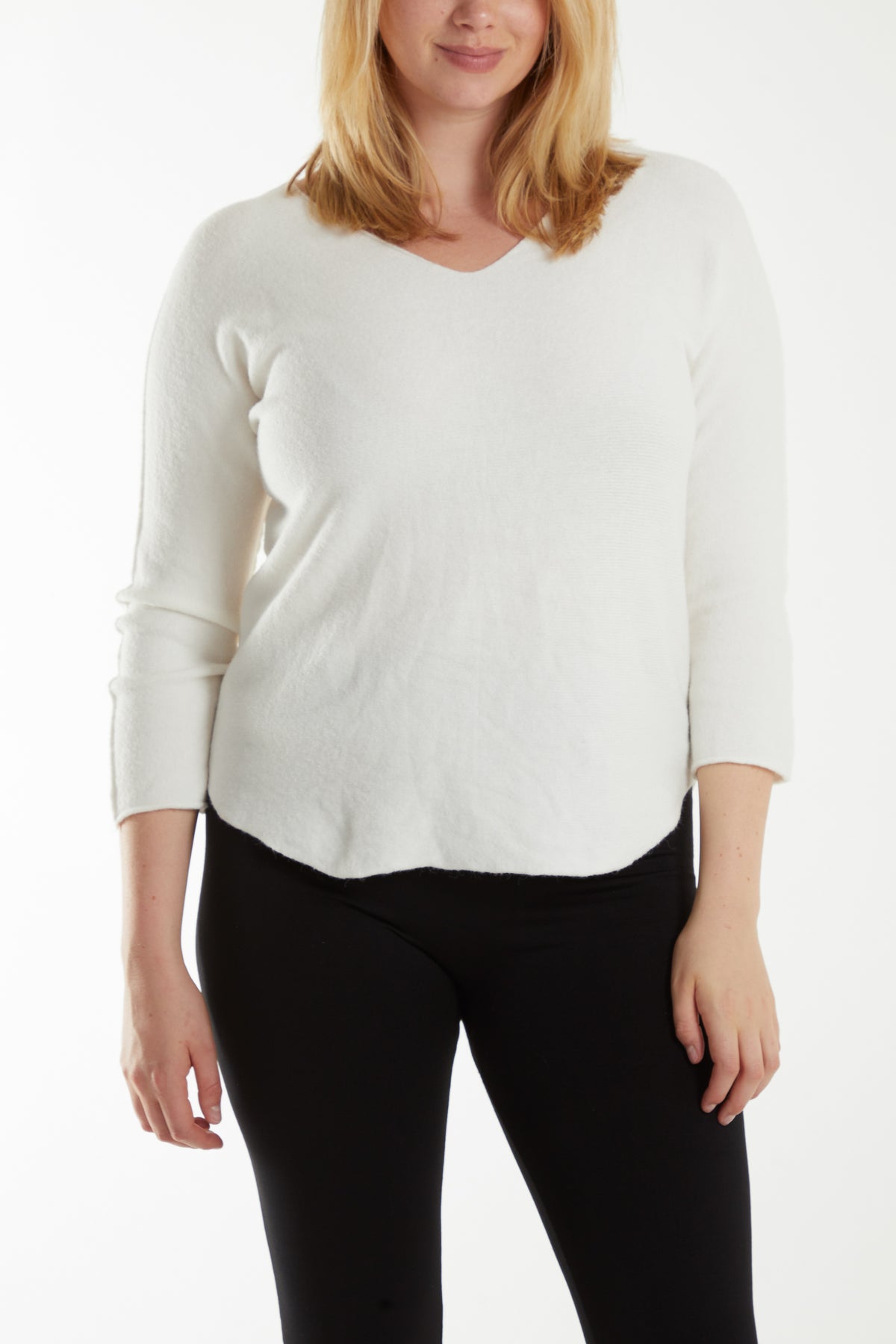 V Neck Jumper With Raw Edge