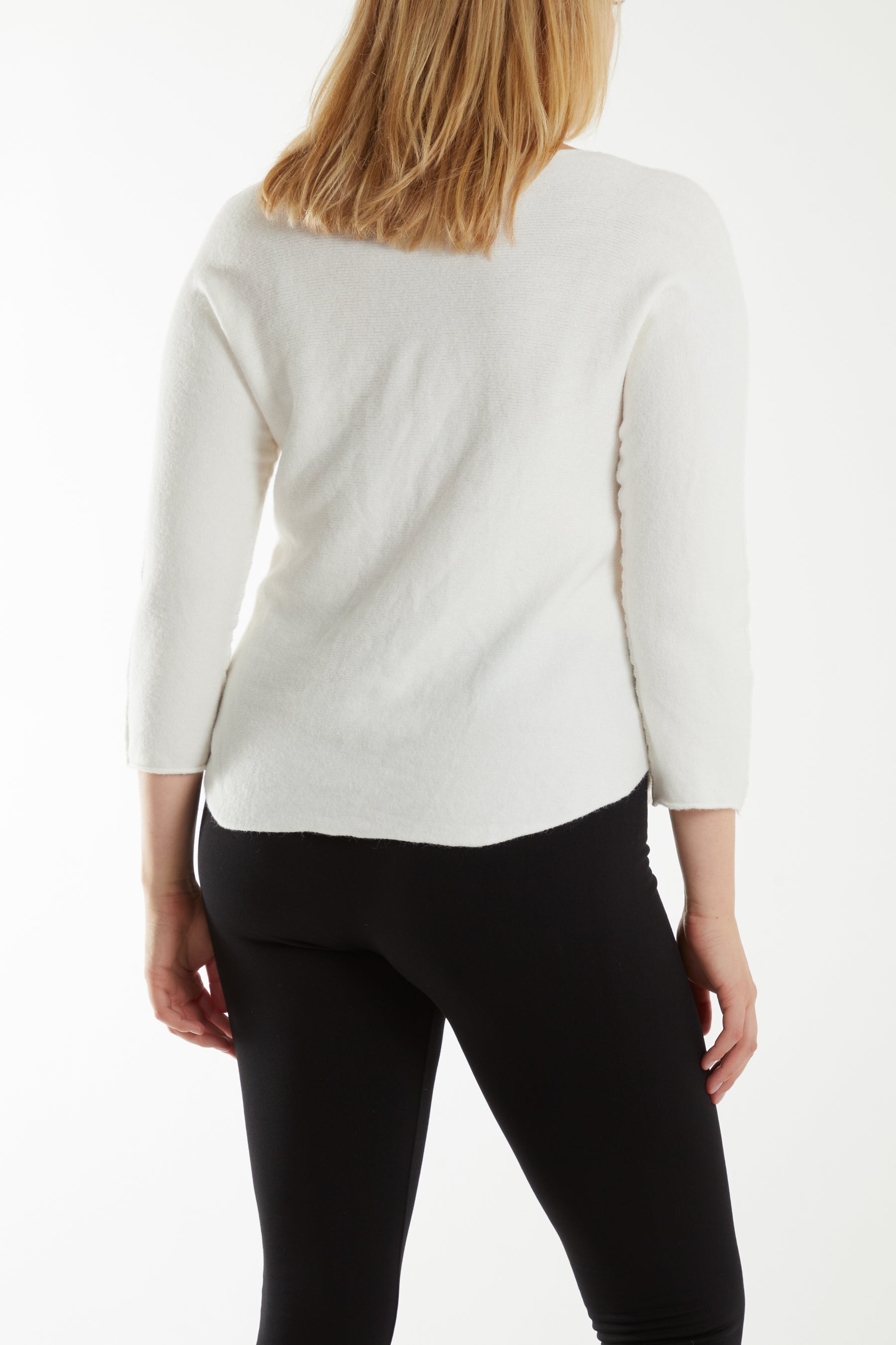 V Neck Jumper With Raw Edge