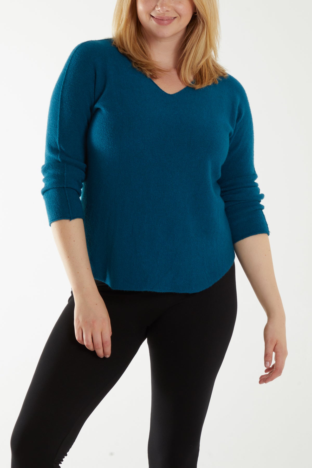 V Neck Jumper With Raw Edge