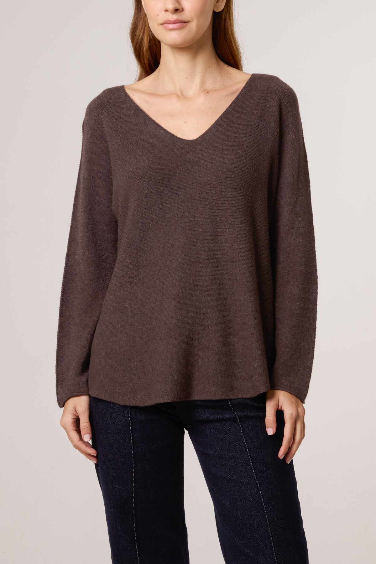 V Neck Jumper With Raw Edge