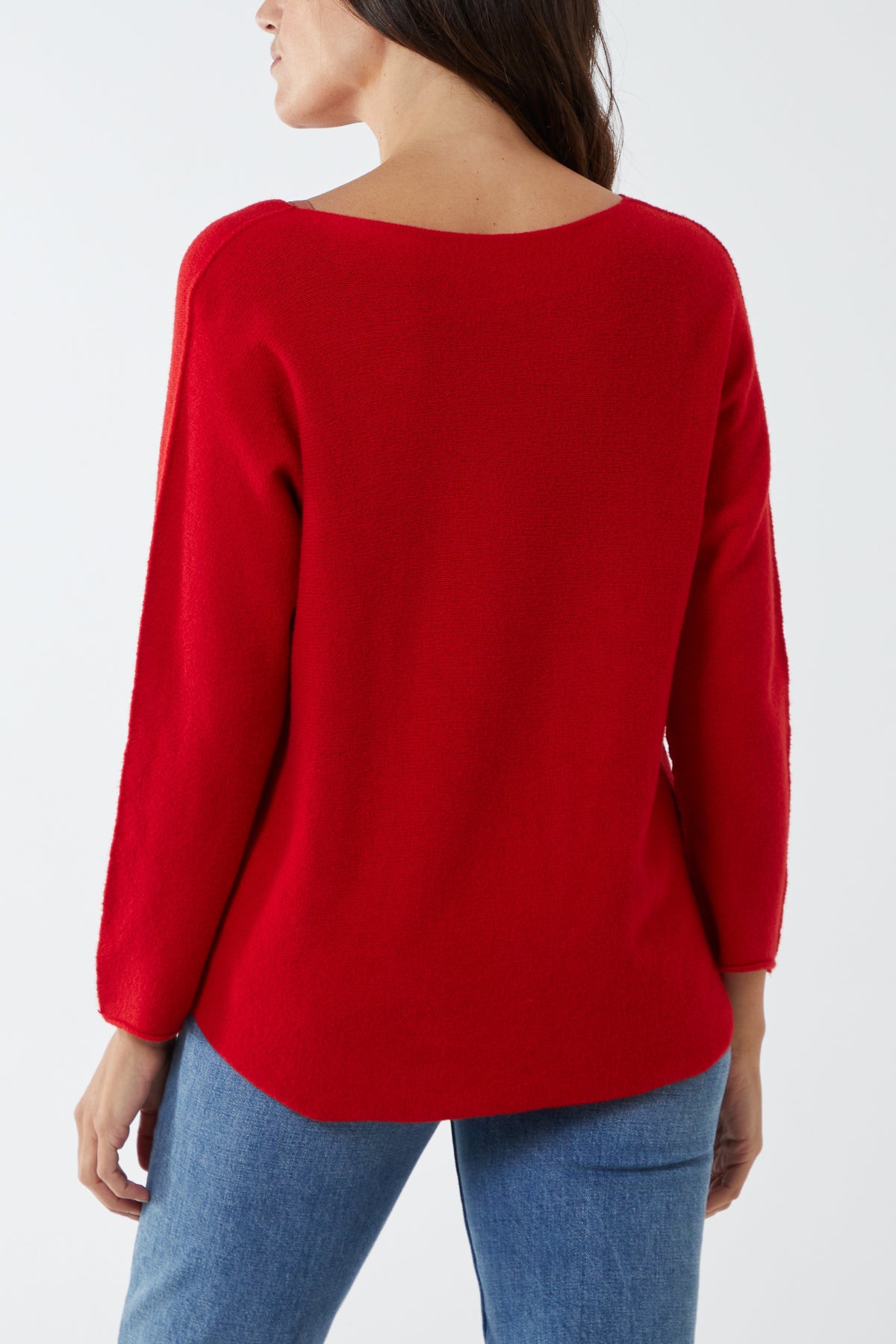 V Neck Jumper With Raw Edge
