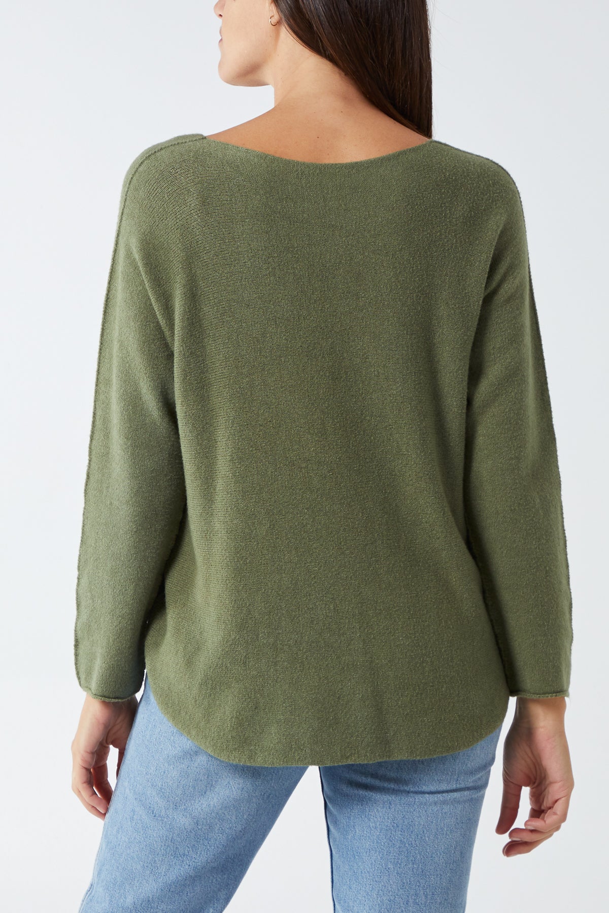 V Neck Jumper With Raw Edge
