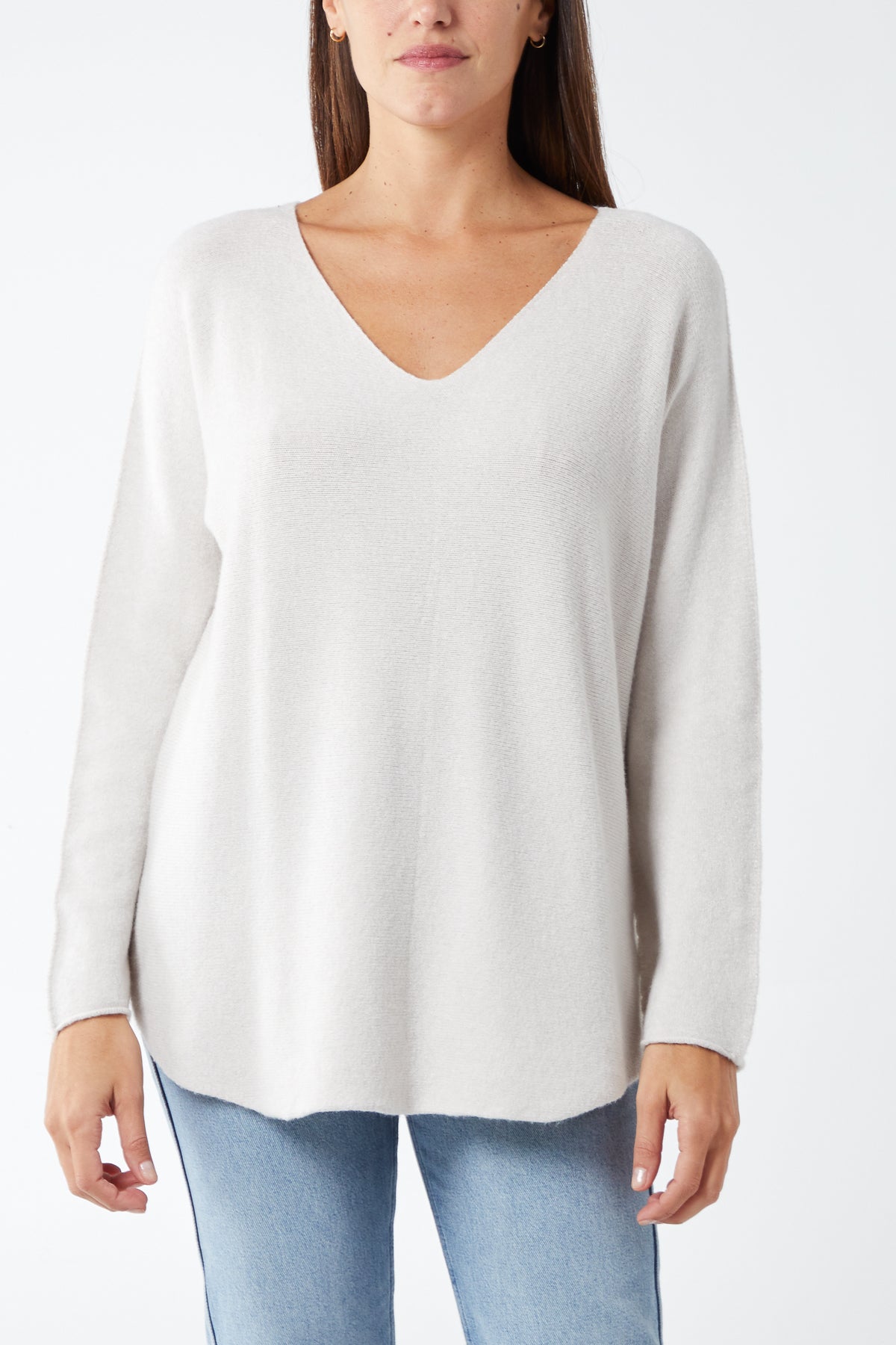 V Neck Jumper With Raw Edge
