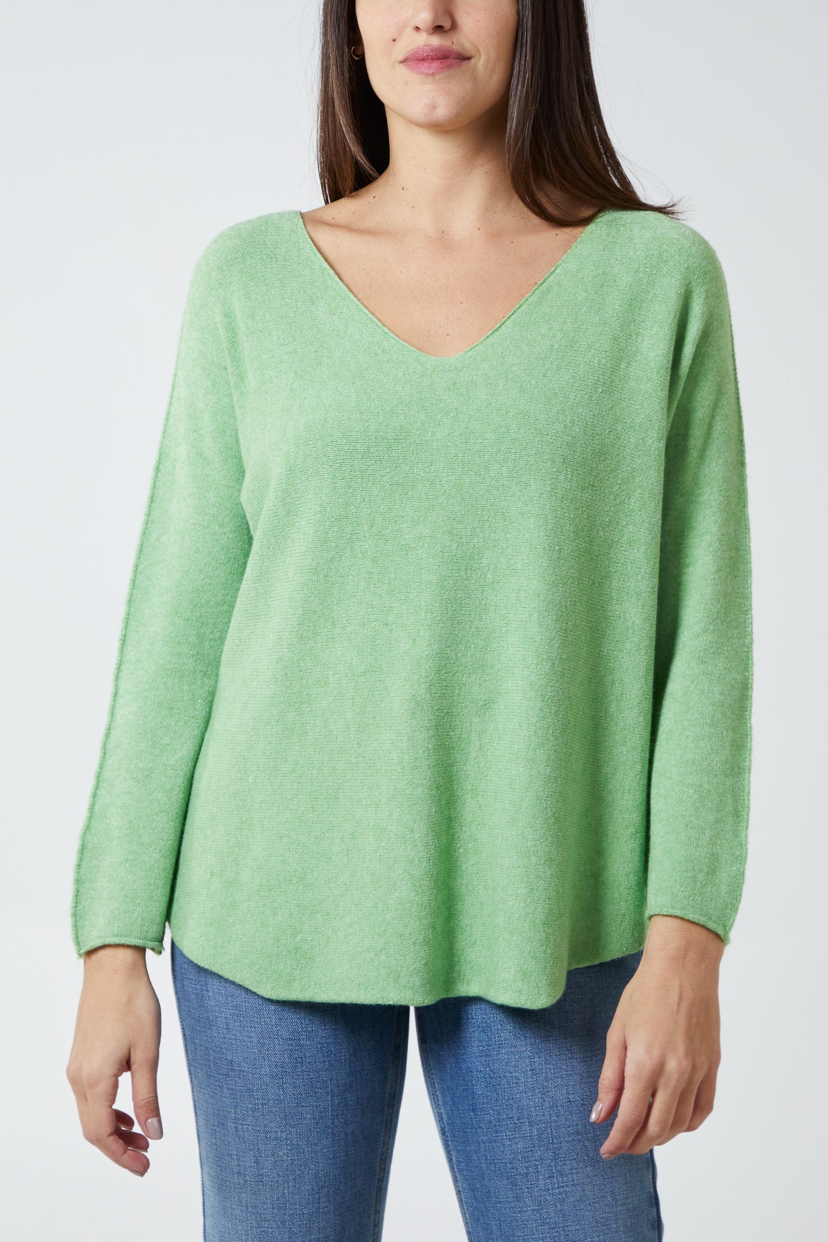 V Neck Jumper With Raw Edge