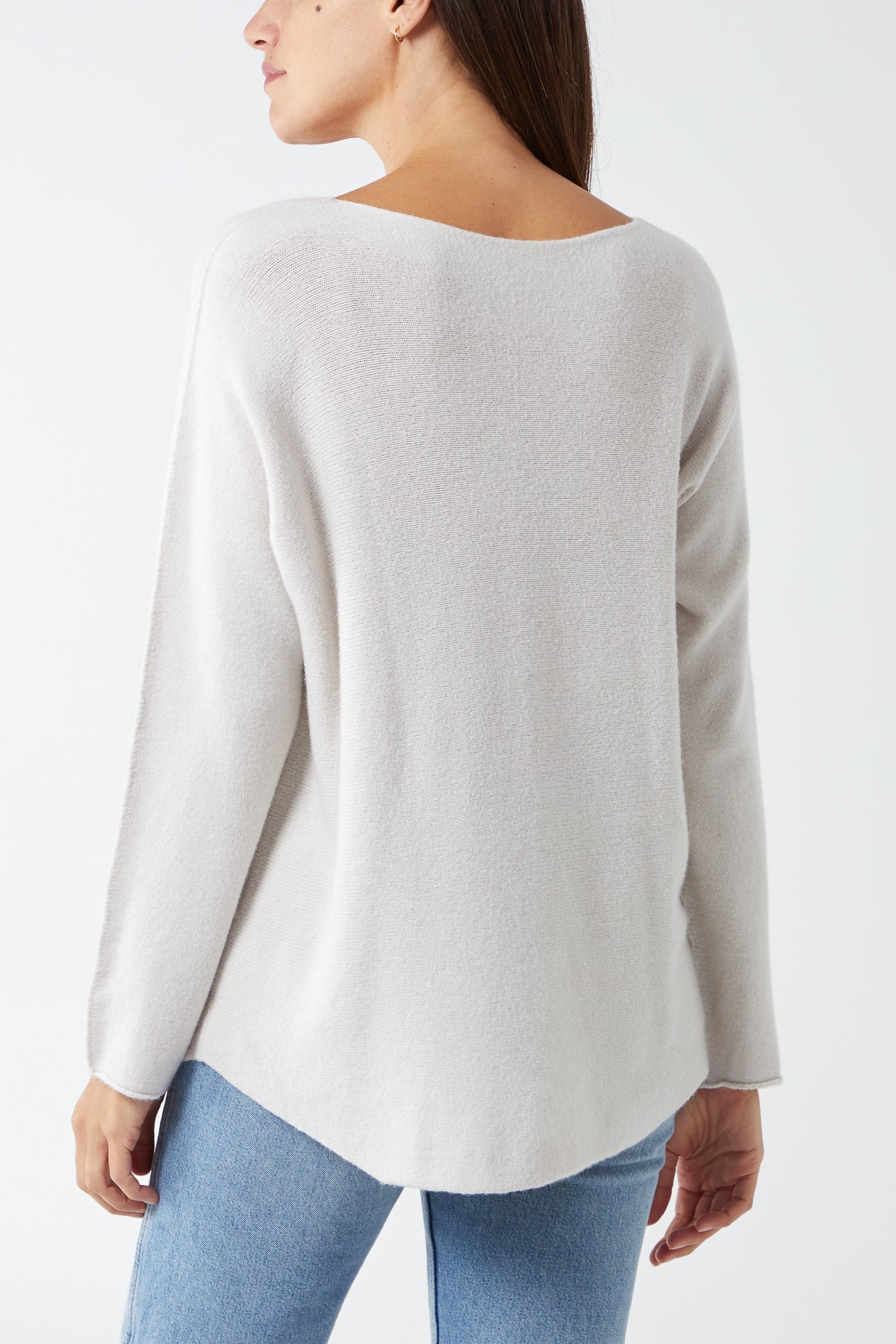 V Neck Jumper With Raw Edge