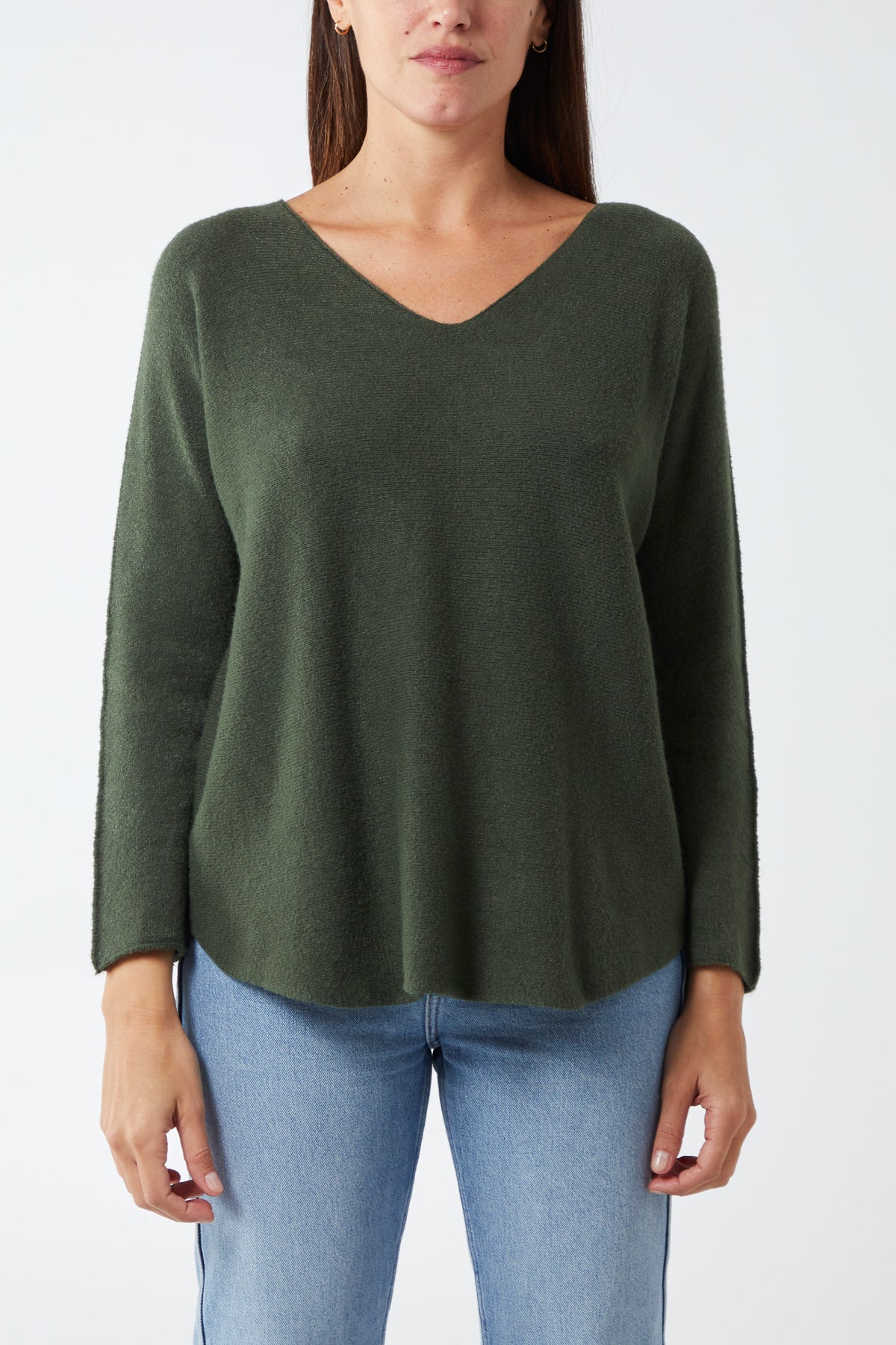 V Neck Jumper With Raw Edge
