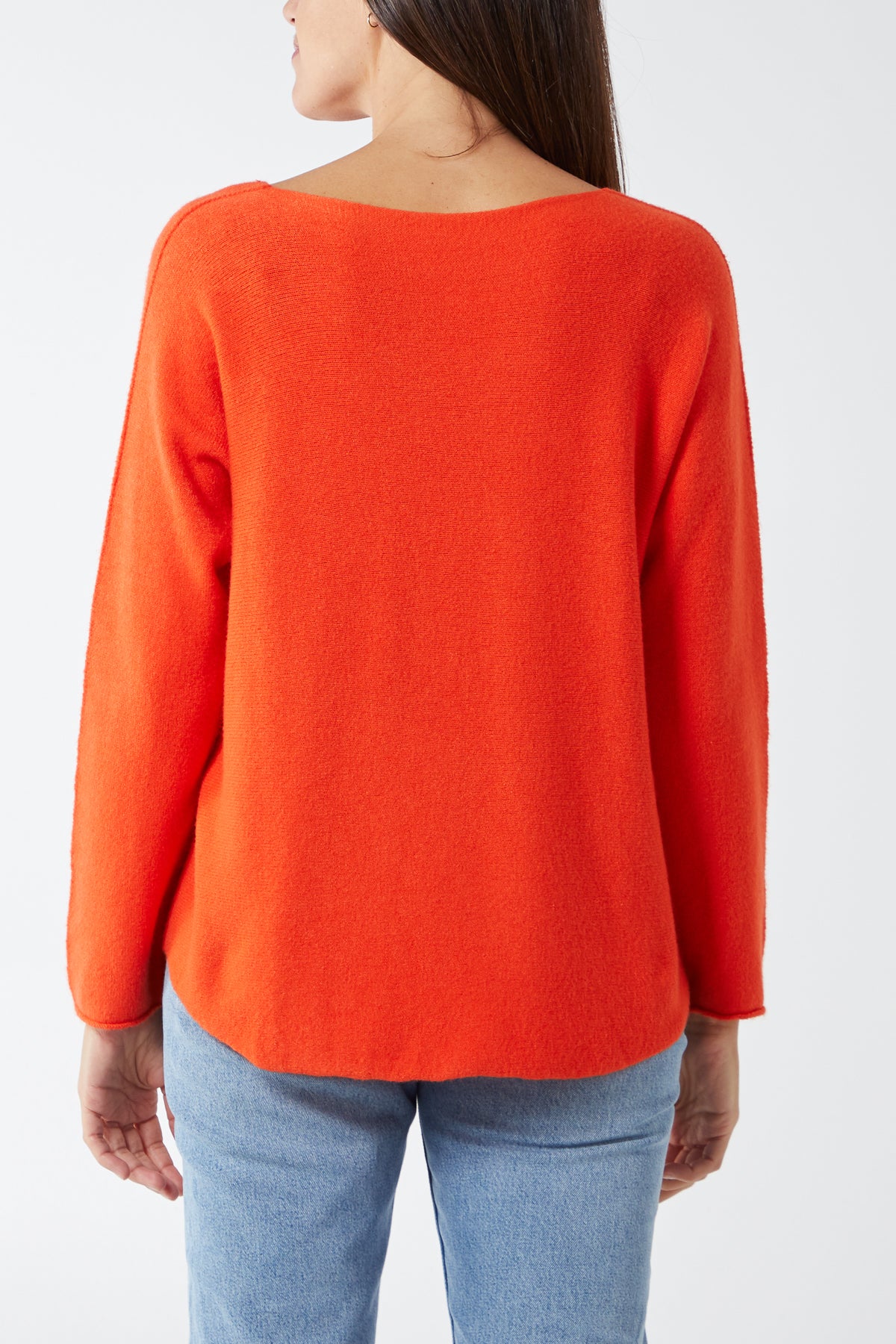 V Neck Jumper With Raw Edge