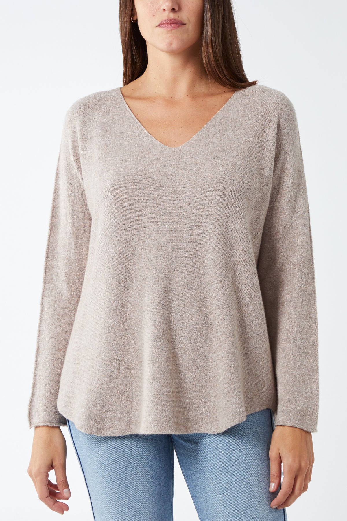 V Neck Jumper With Raw Edge