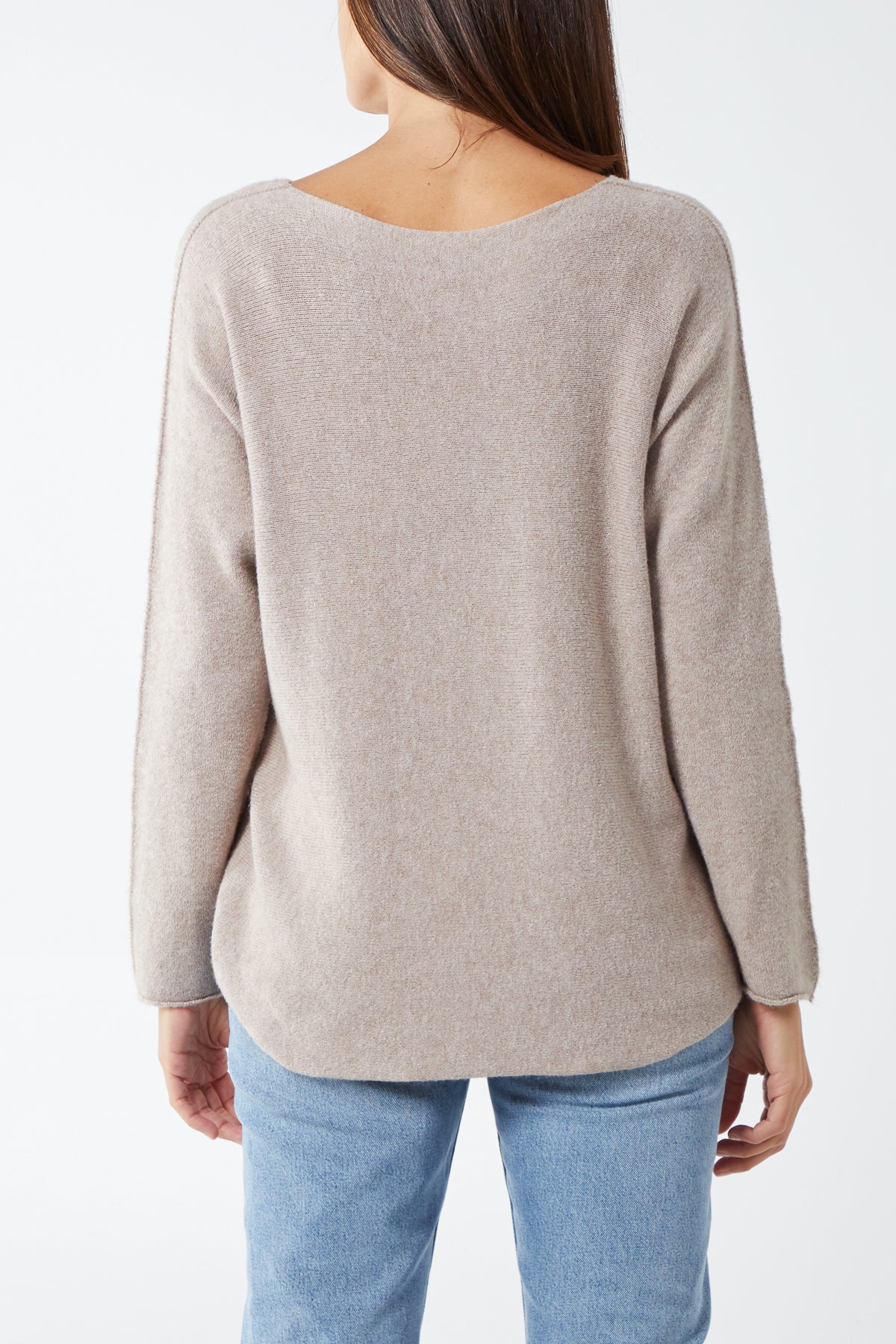 V Neck Jumper With Raw Edge
