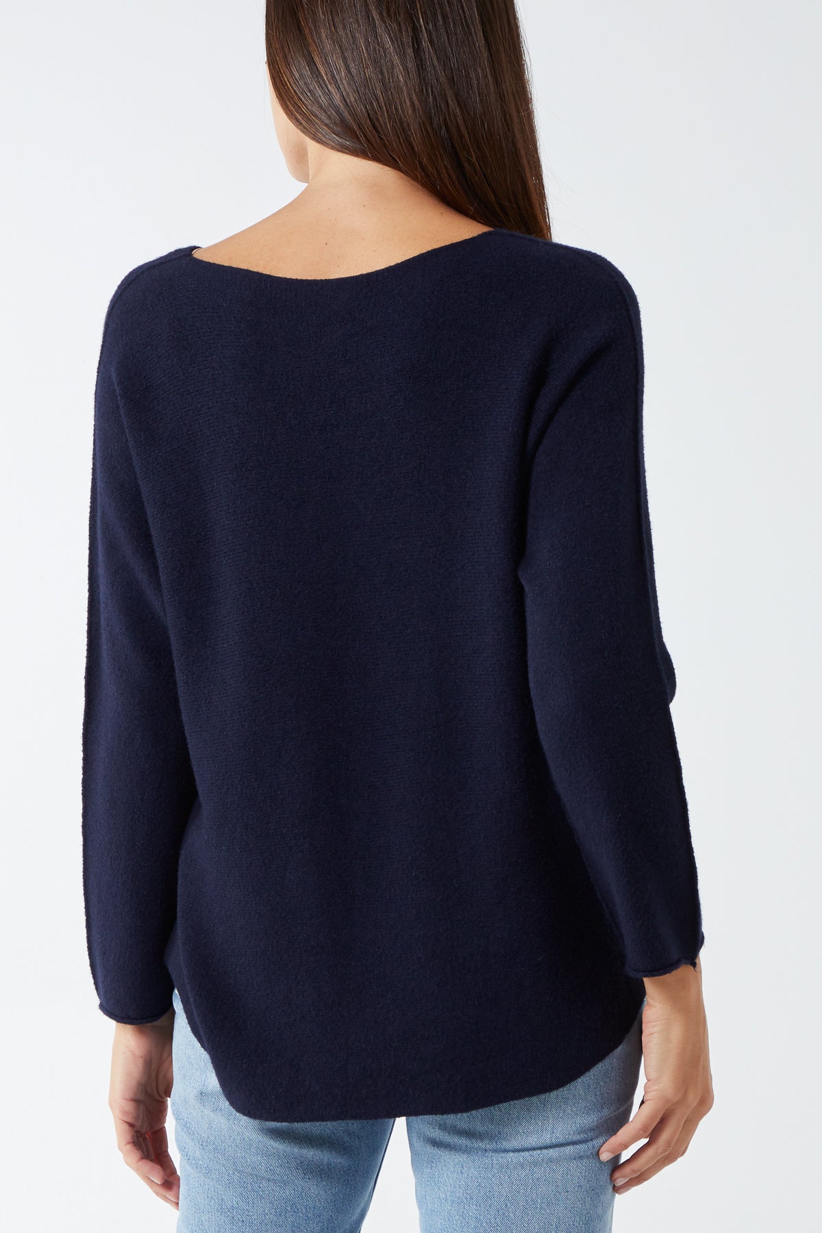 V Neck Jumper With Raw Edge