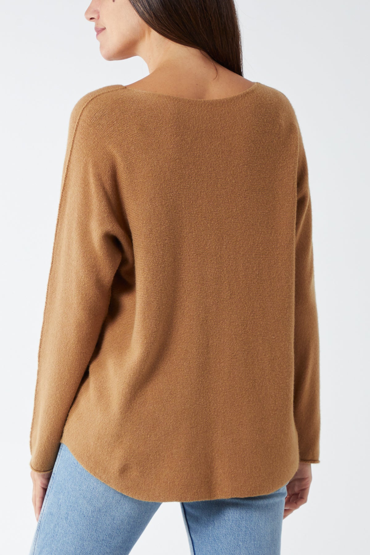 V Neck Jumper With Raw Edge