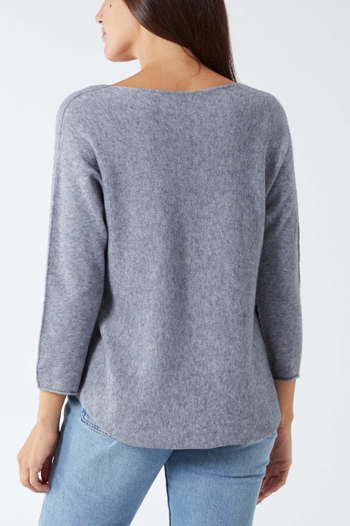 V Neck Jumper With Raw Edge