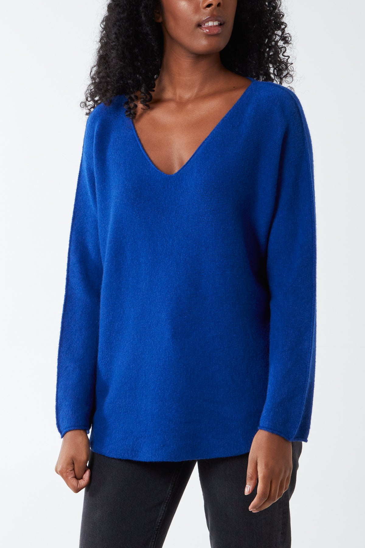 V Neck Jumper With Raw Edge