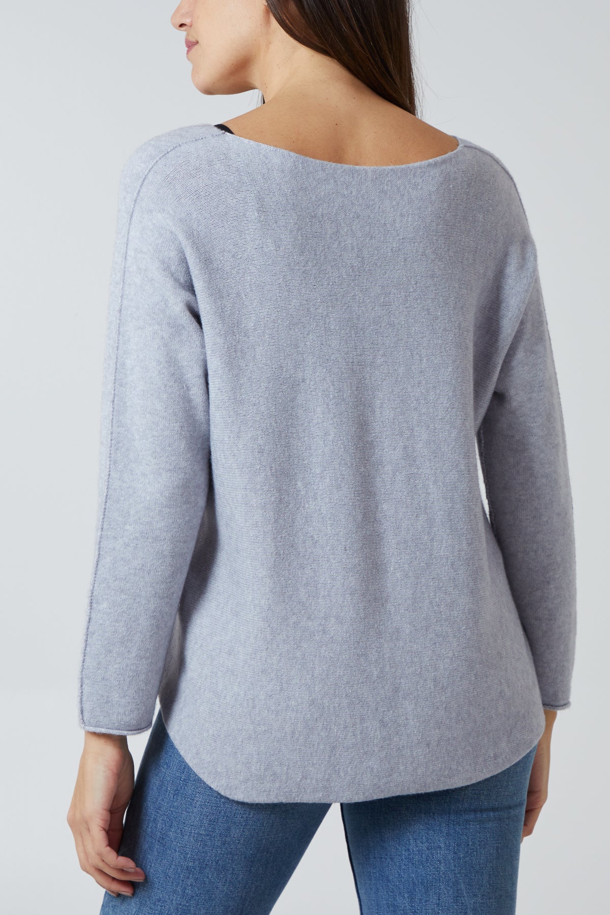 V Neck Jumper With Raw Edge