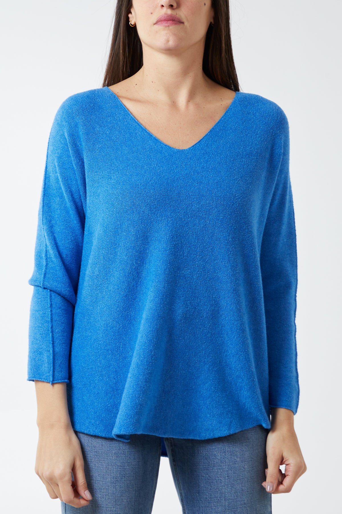 V Neck Jumper With Raw Edge