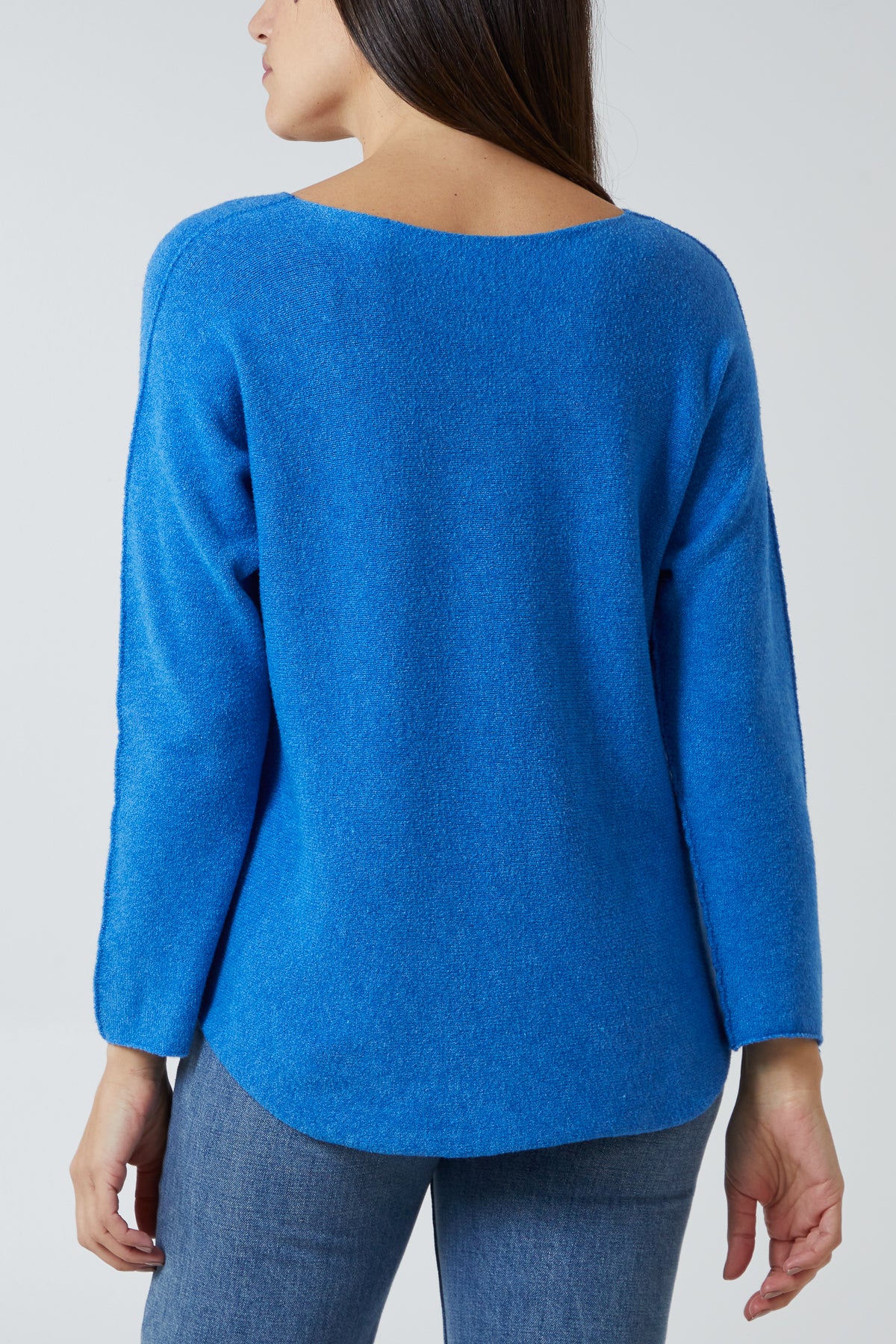 V Neck Jumper With Raw Edge