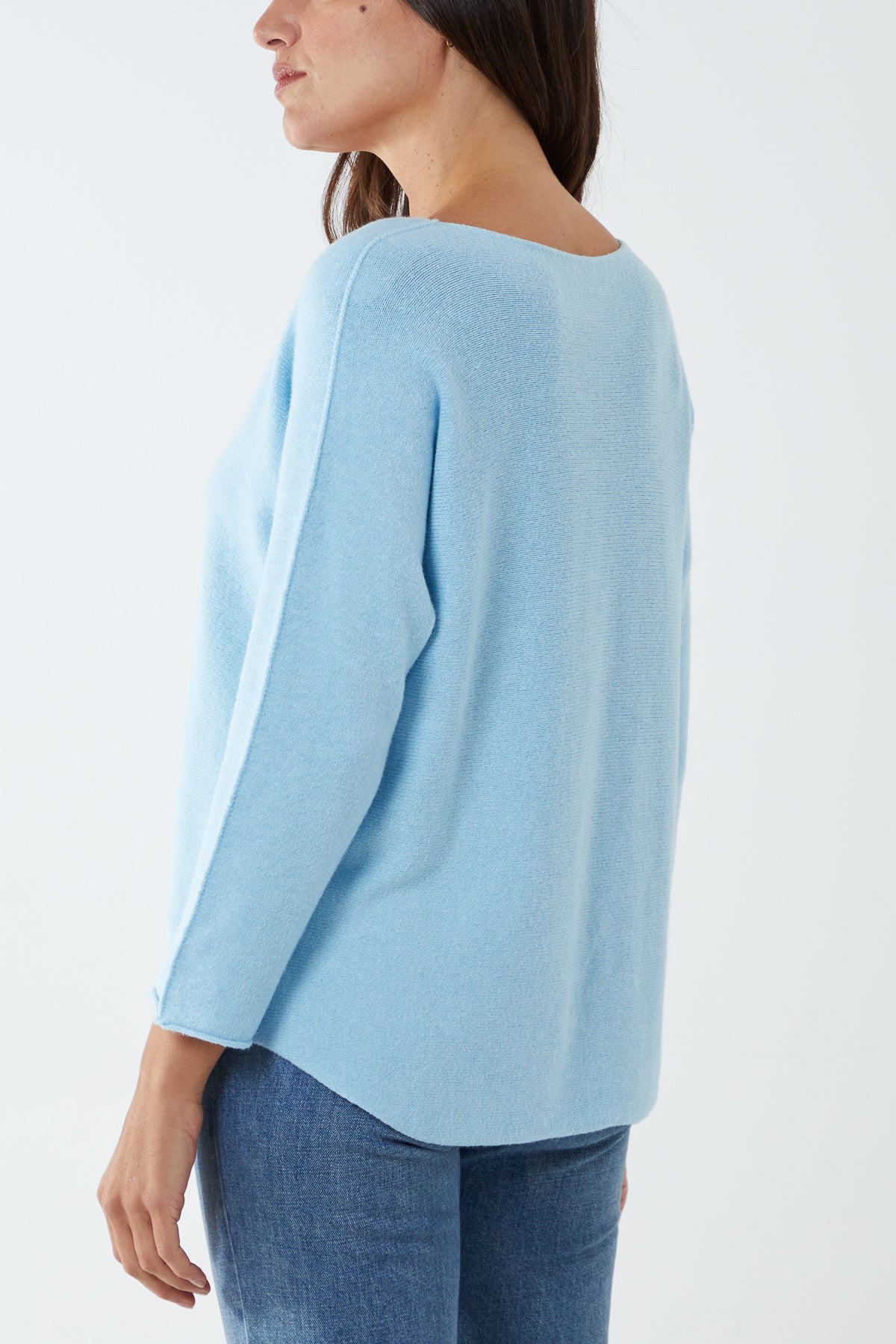 V Neck Jumper With Raw Edge