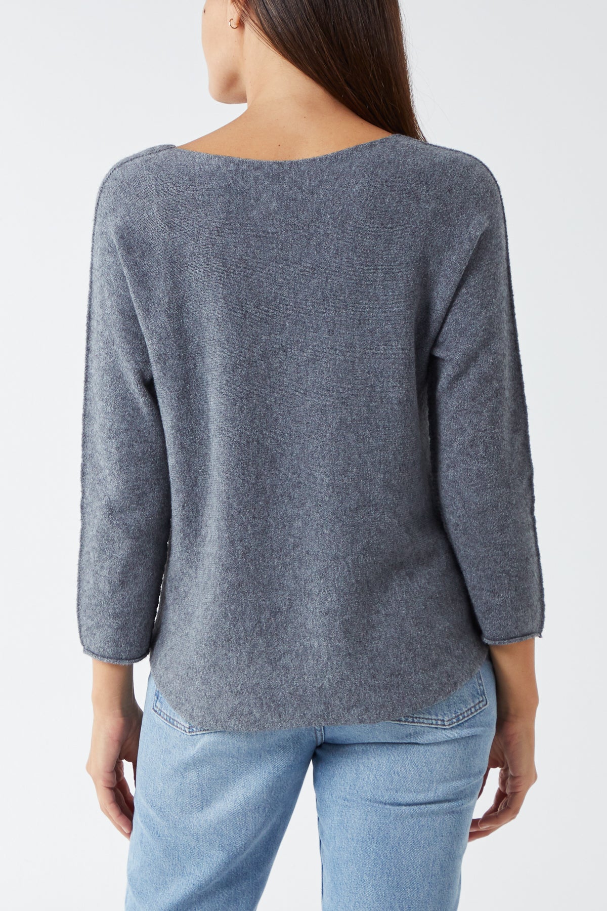 V Neck Jumper With Raw Edge