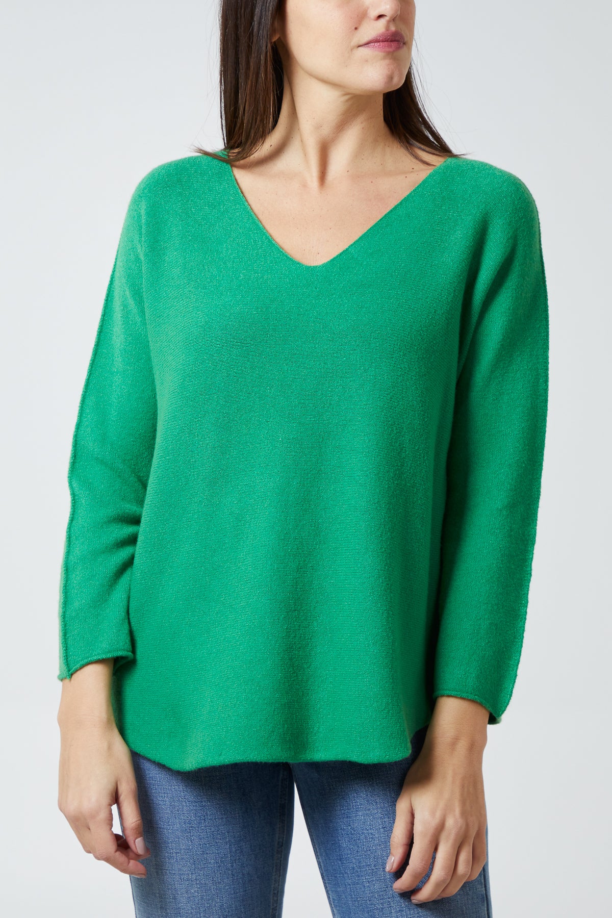 V Neck Jumper With Raw Edge