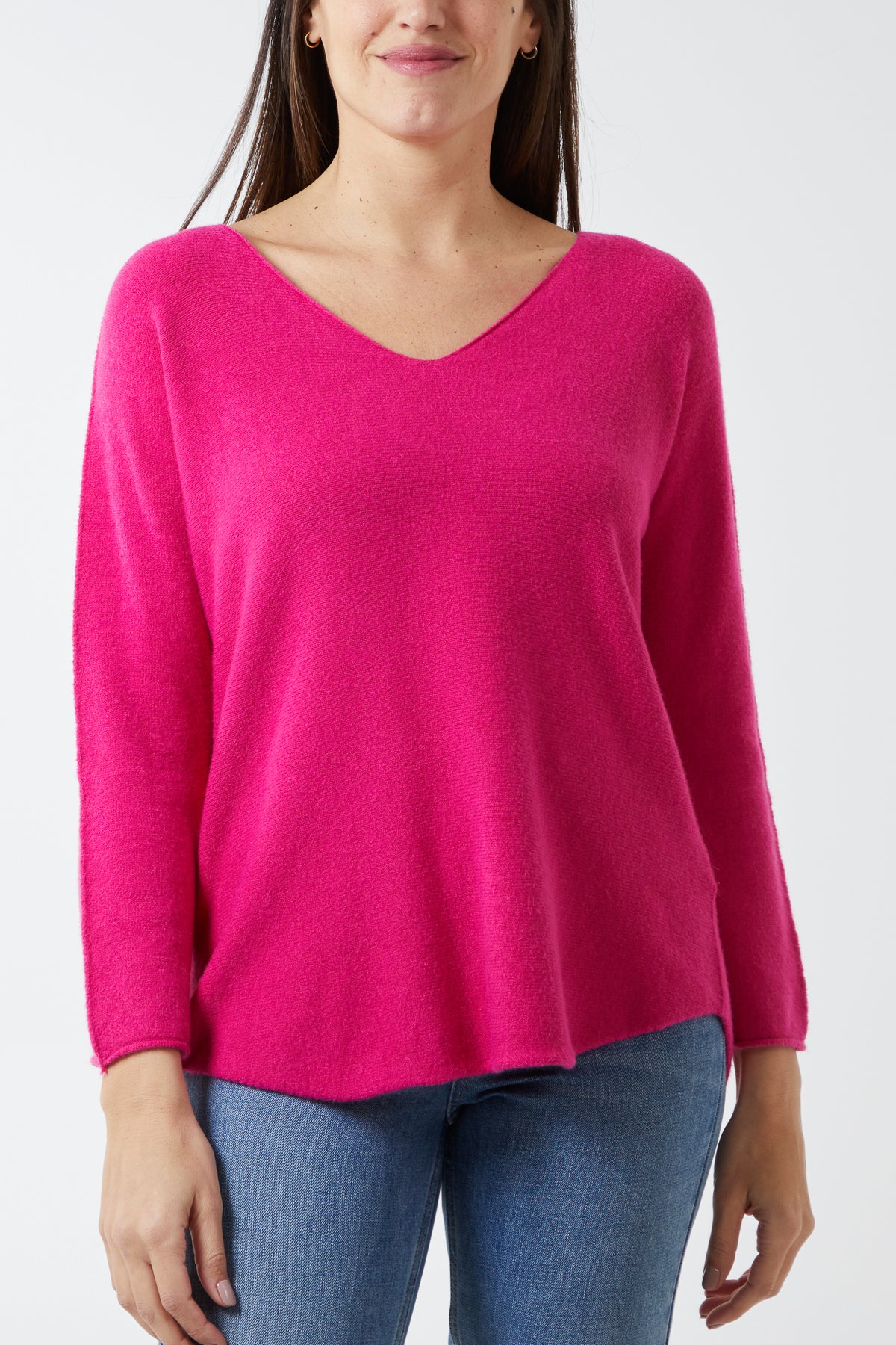 V Neck Jumper With Raw Edge