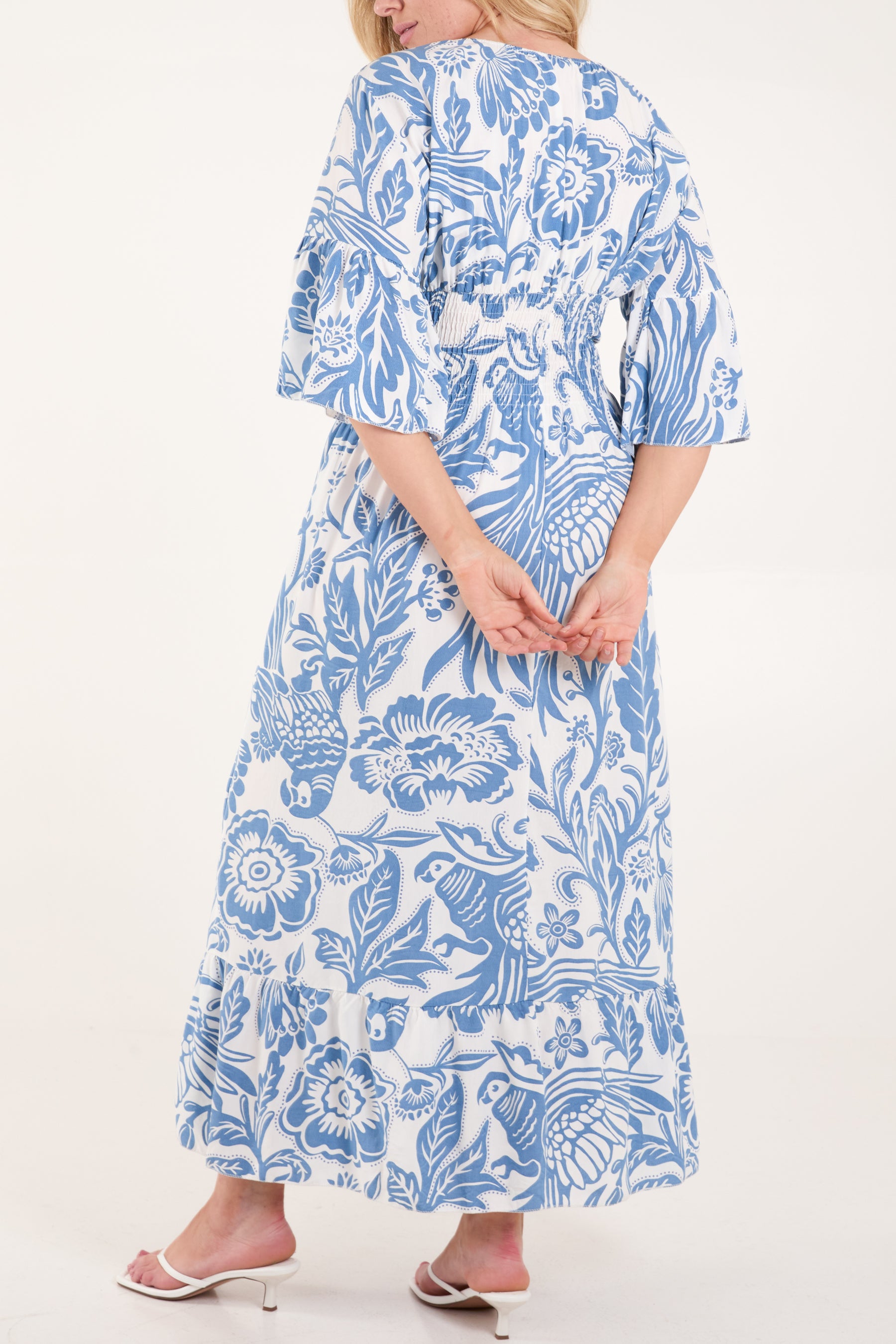 Floral Shirred Waist Maxi Dress