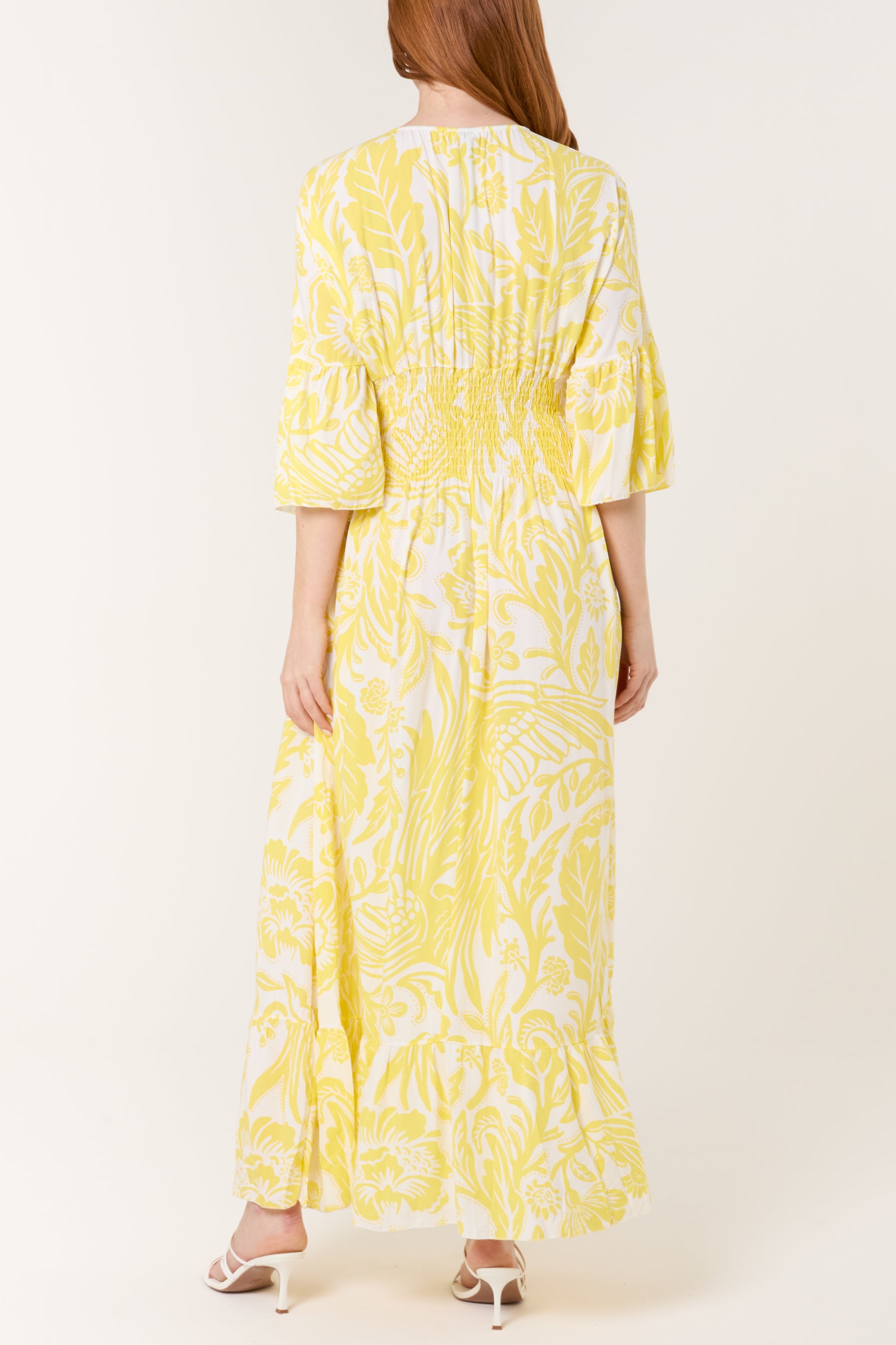 Floral Shirred Waist Maxi Dress