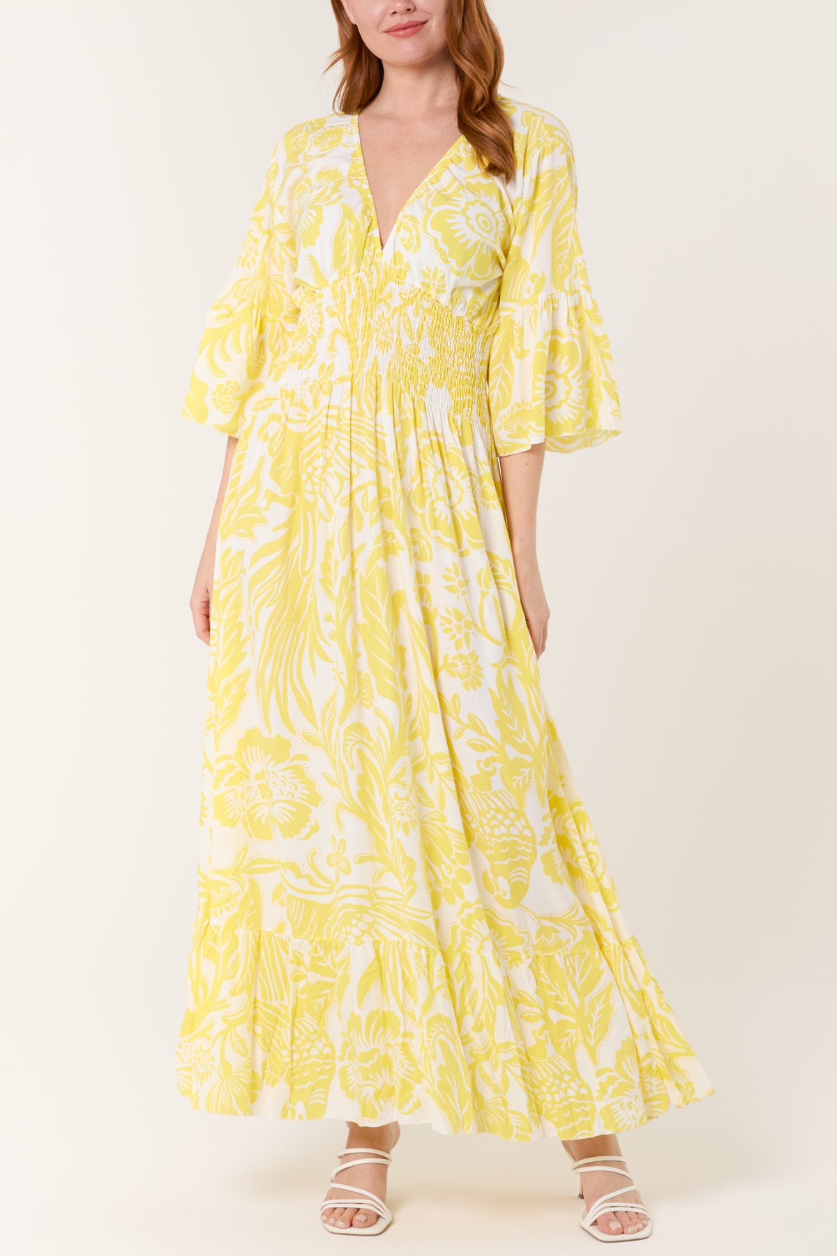 Floral Shirred Waist Maxi Dress
