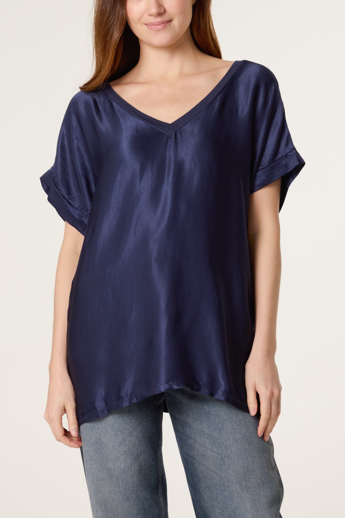 V-Neck Satin Feel T-Shirt
