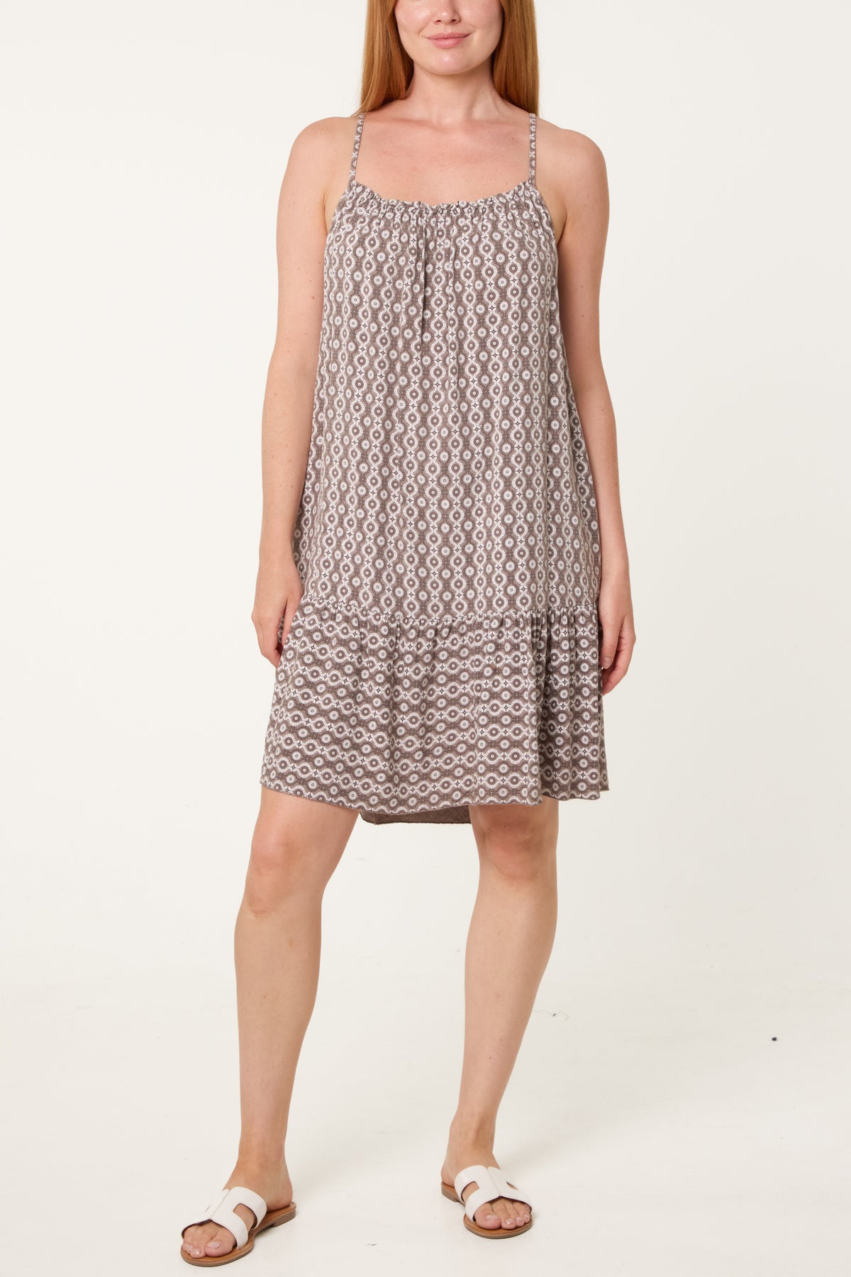 Cami Strap Mosaic Tiered Dress