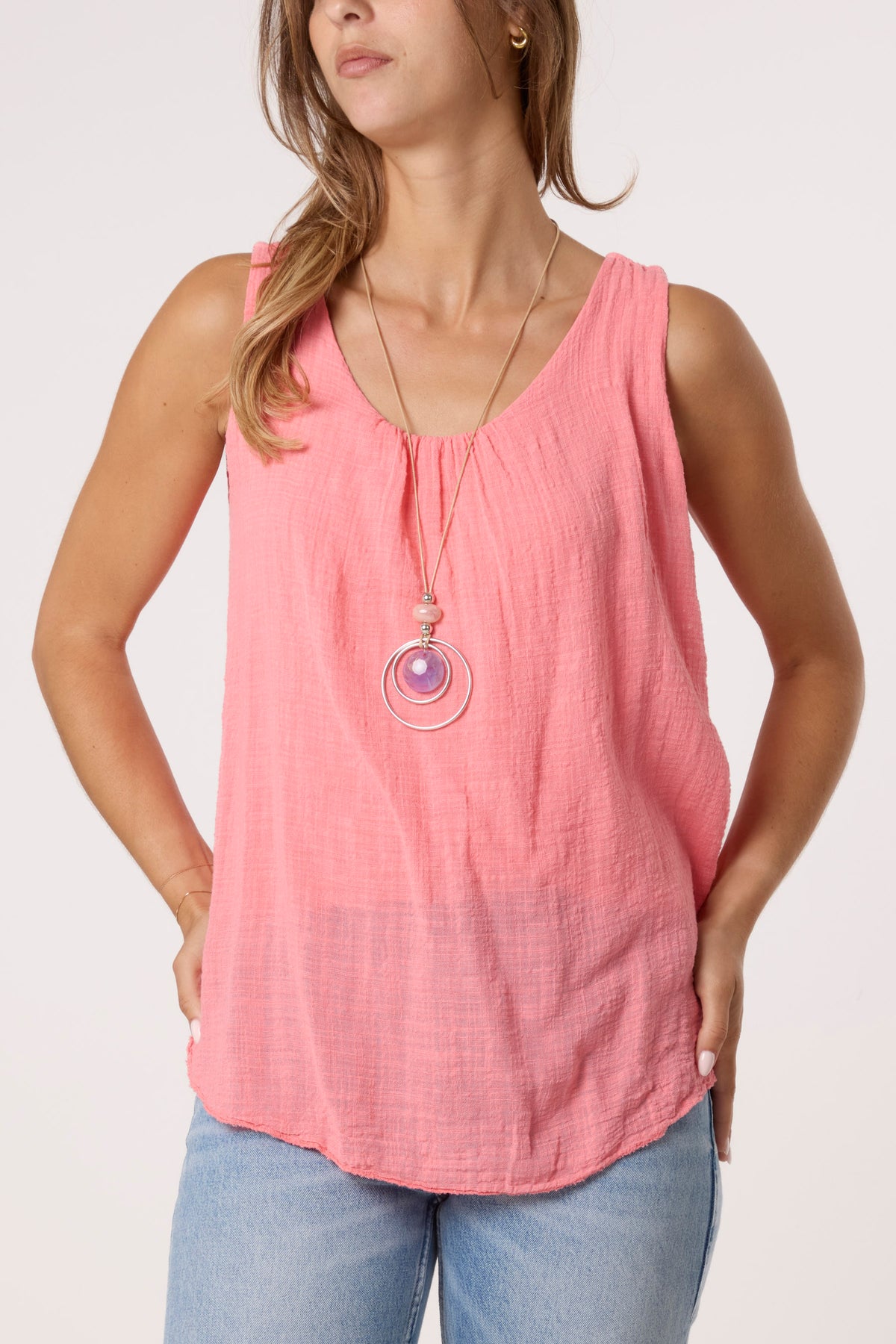 Double Layer Scoop Neck Necklace Vest