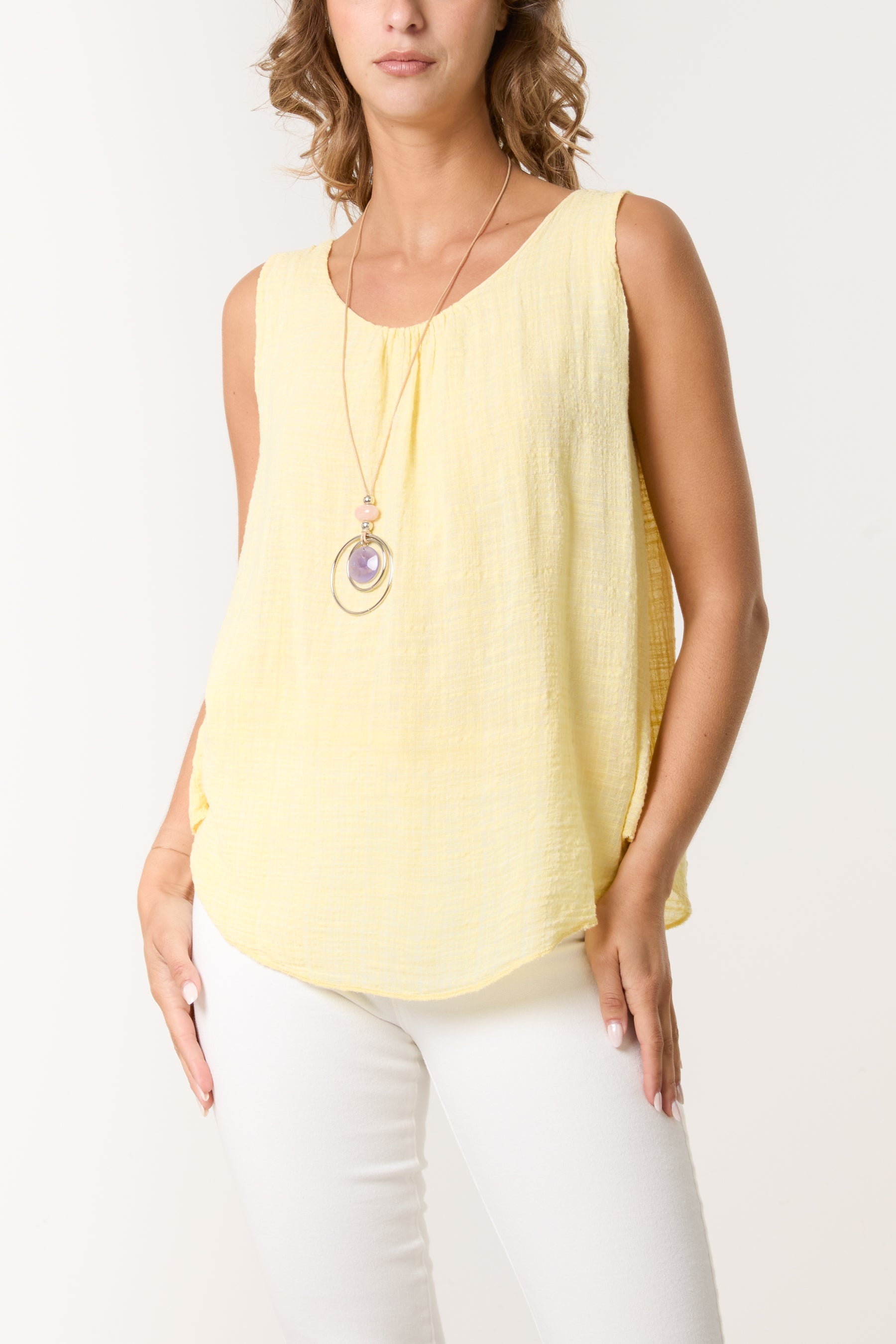 Double Layer Scoop Neck Necklace Vest