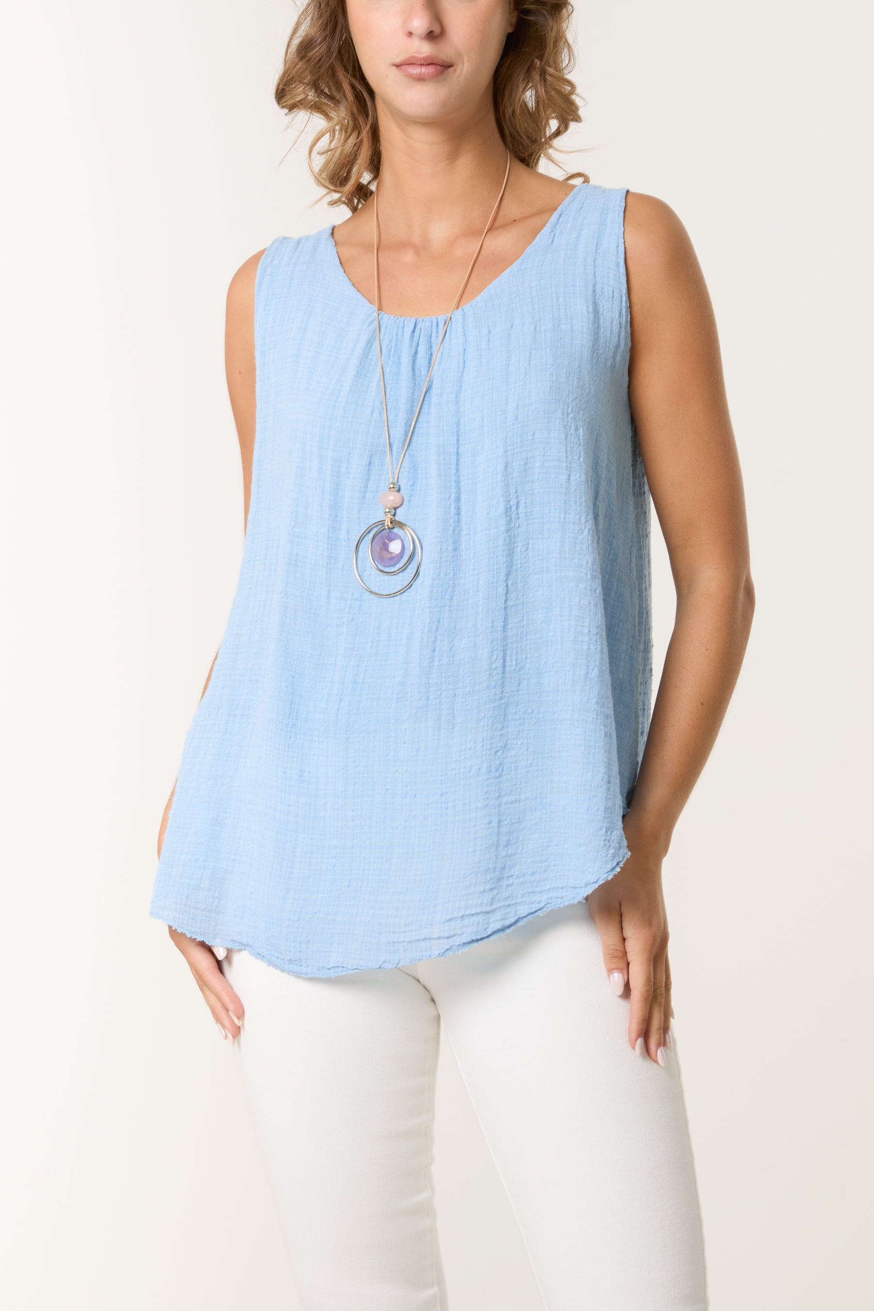 Double Layer Scoop Neck Necklace Vest